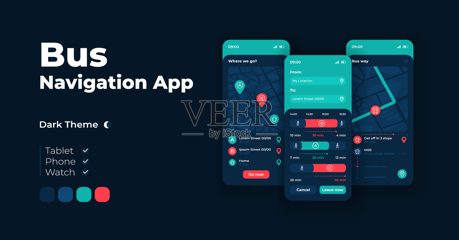 公交交通导航卡通智能手机插画图片素材