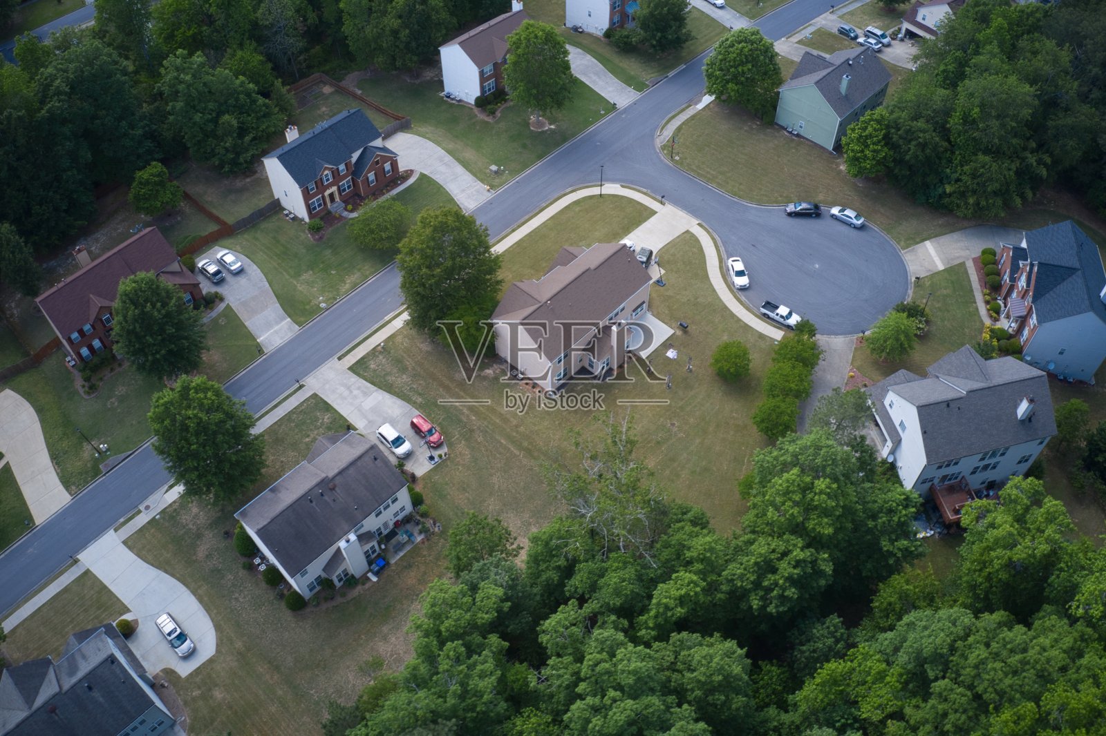 亚特兰大高档郊区的全景鸟瞰图照片摄影图片