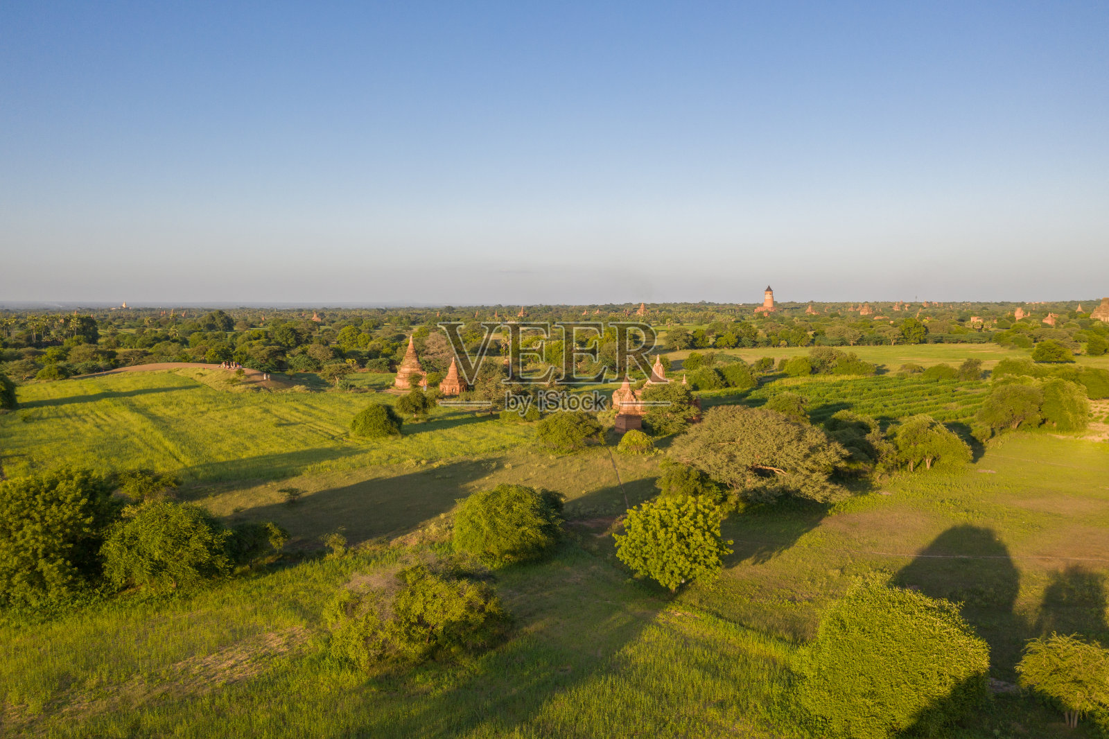 缅甸蒲甘考古区鸟瞰图照片摄影图片