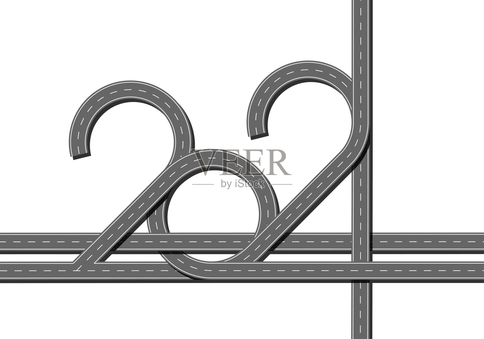 俯视图高速公路2021年的数据。道路形状的年数。插画图片素材