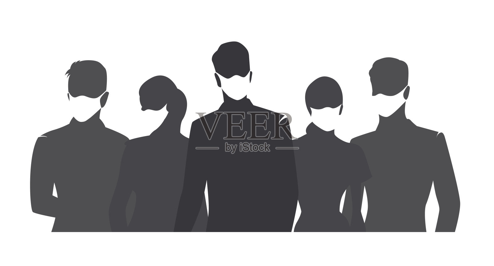 戴医用口罩的人们矢量剪影插画图片素材