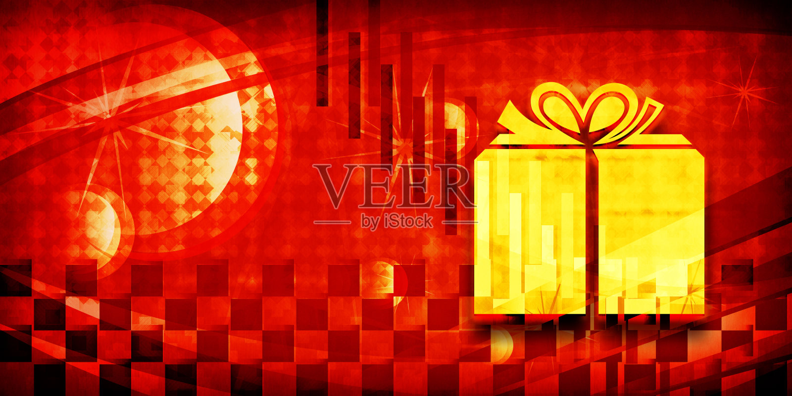 礼盒图标夏天阳光灿烂的橙色光横幅背景黑暗插图插画图片素材