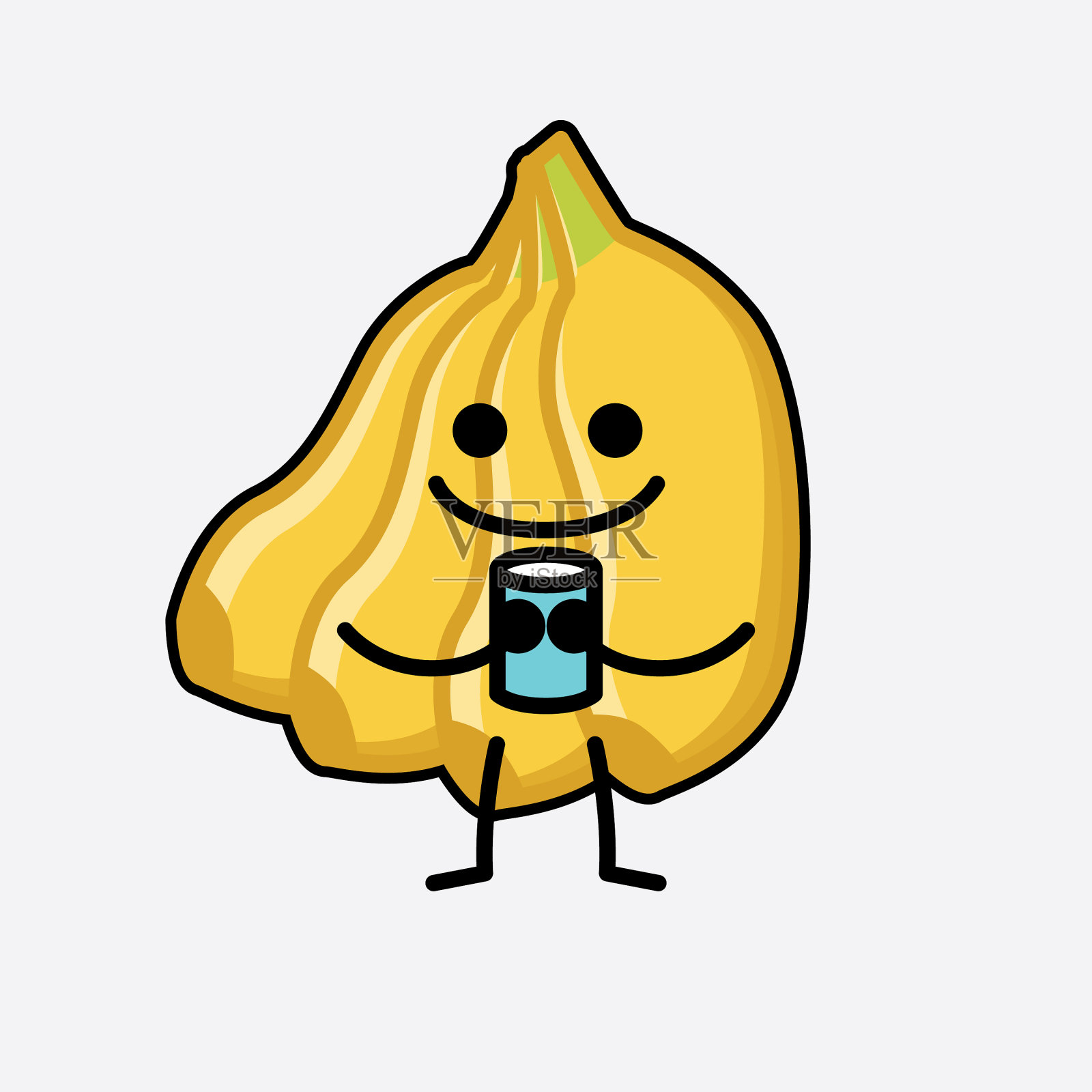 扁平设计风格的可爱香蕉吉祥物角色插画图片素材