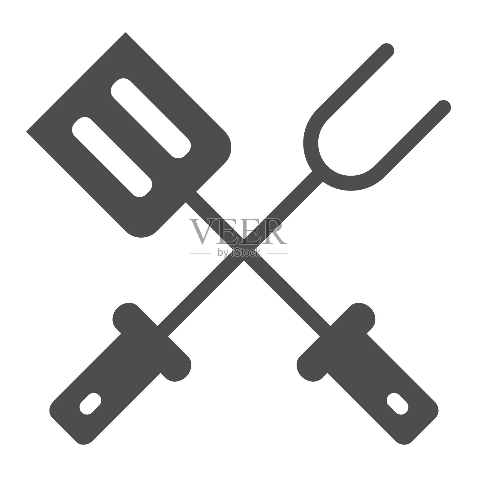 烧烤铲和叉固体图标野餐概念图标素材