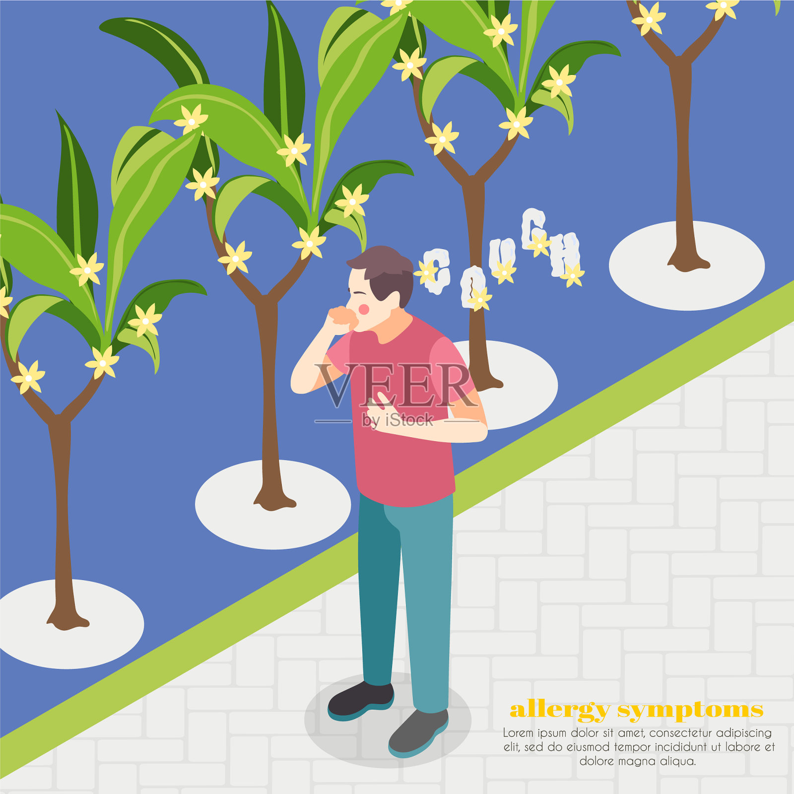 过敏症状的背景插画图片素材