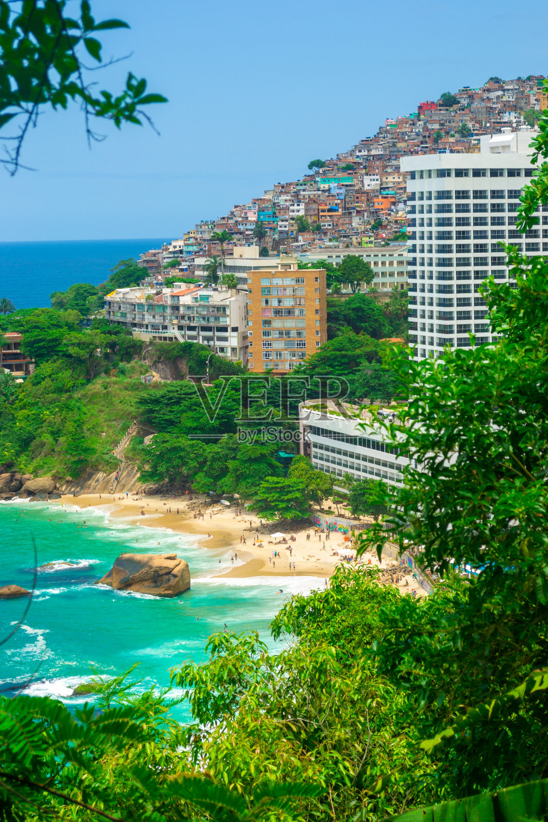 里约热内卢的海滩，贫民窟和建筑照片摄影图片