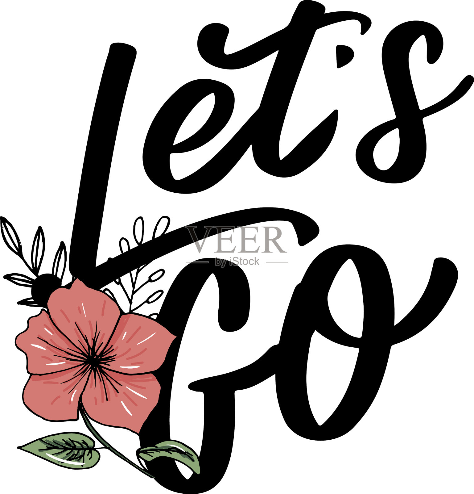 手写励志短语放手设计元素图片