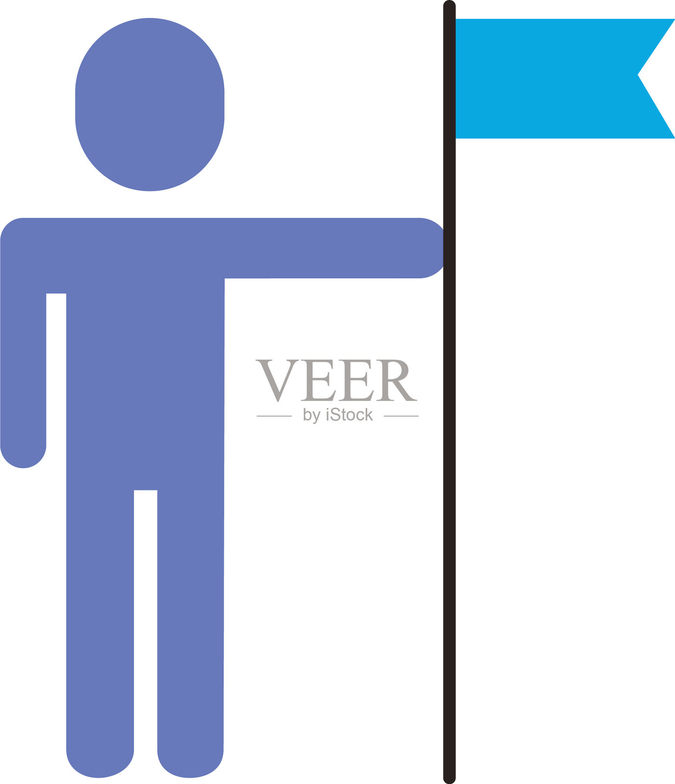 商人形象与旗帜平风格图标图标素材