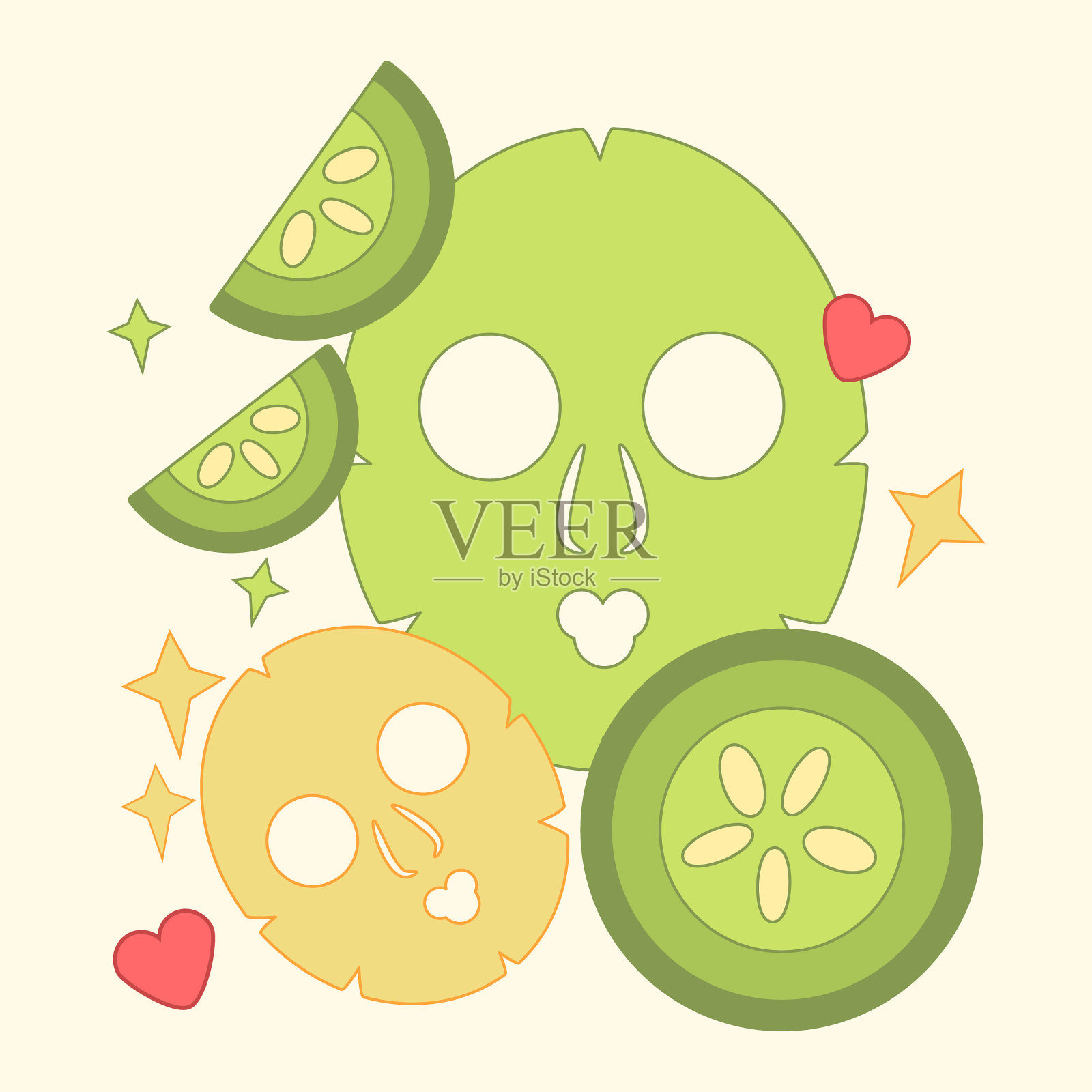 黄瓜面膜插画图片素材