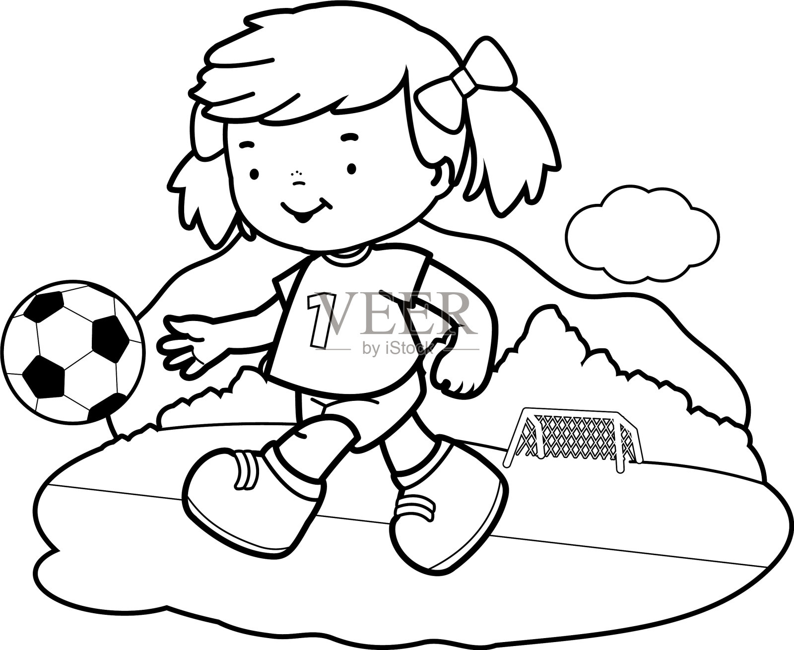 女孩踢足球设计元素图片