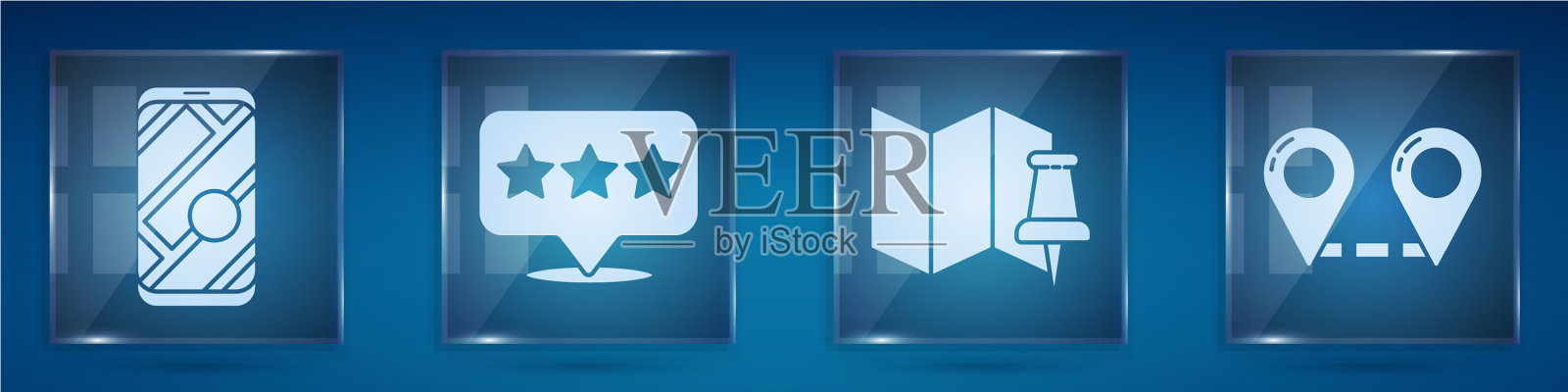 设置城市地图导航地图指针与星图标素材