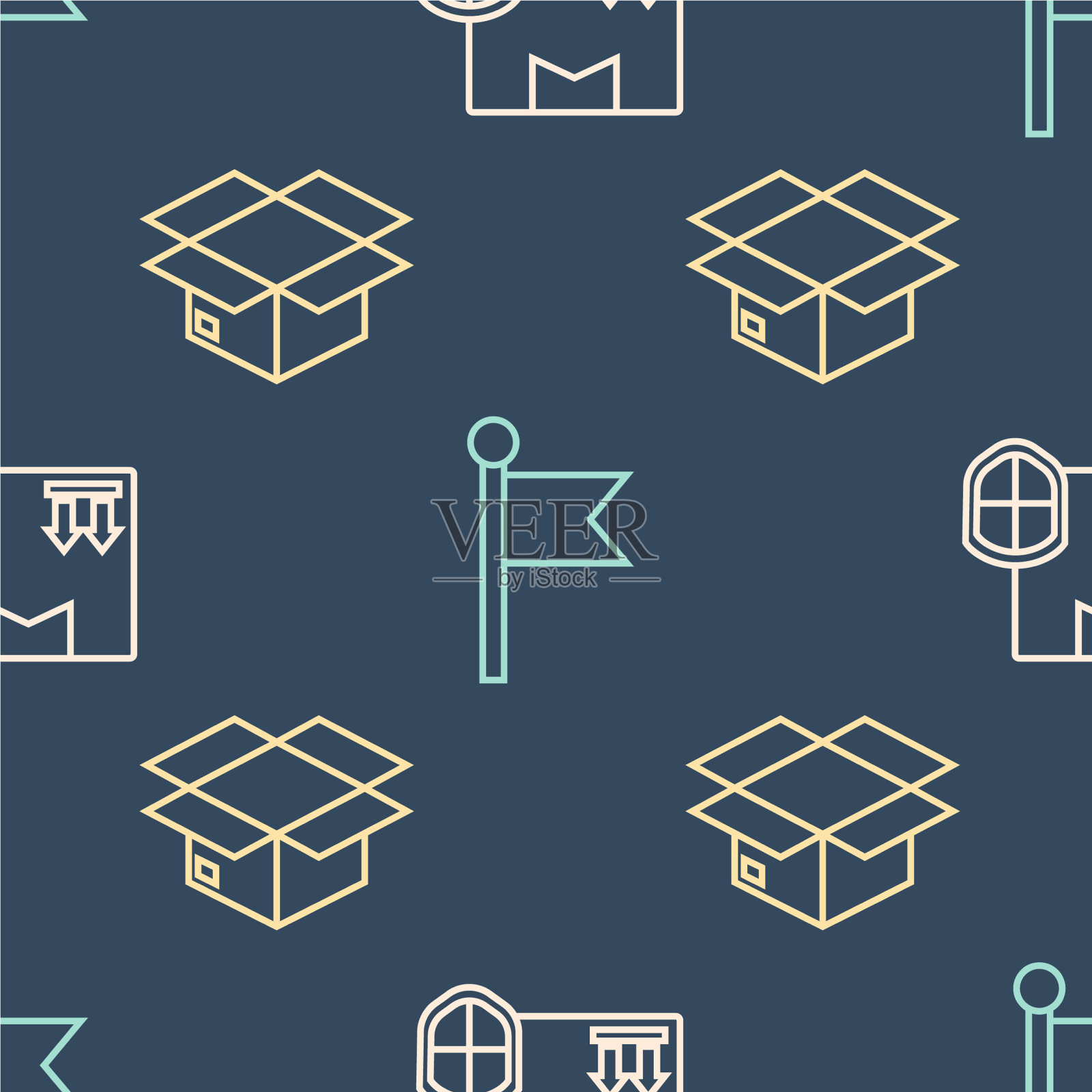 设置线交付包安全与盾牌图标素材