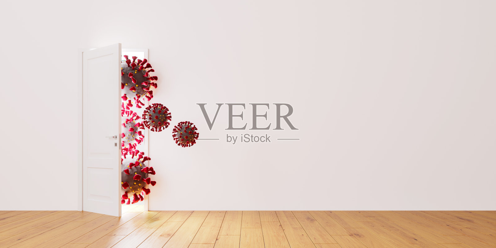 冠状病毒入侵的概念室内设计照片摄影图片