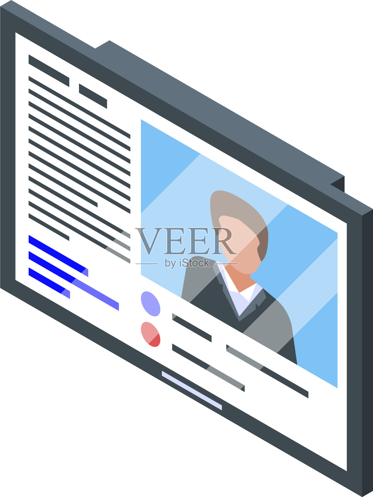 电视在线业务培训图标等距风格插画图片素材