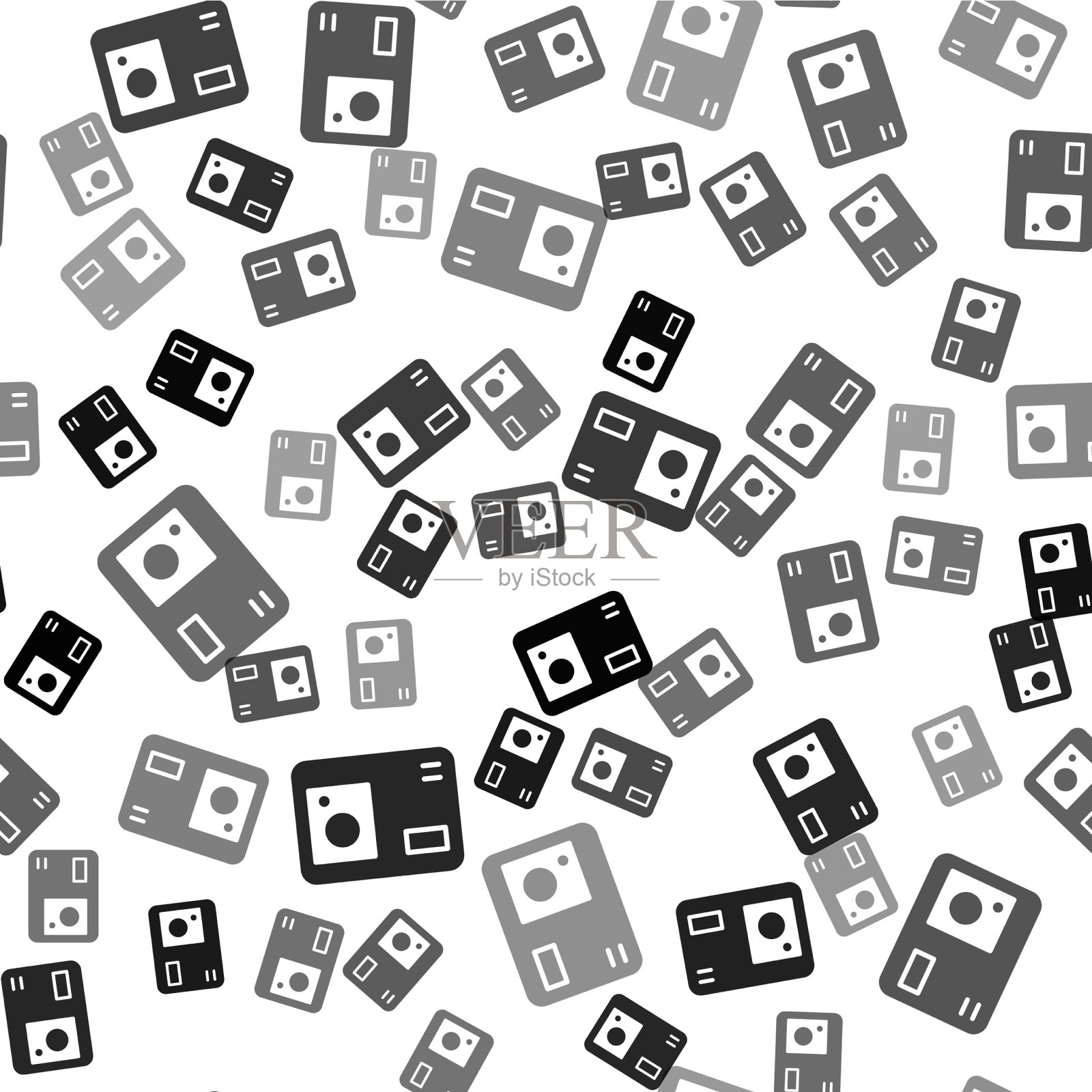 黑色动作极端相机图标孤立无缝插画图片素材