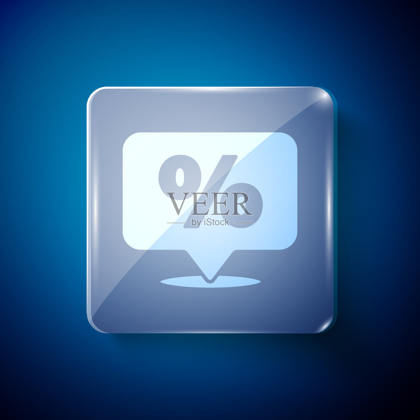 白色折扣百分比标签图标孤立在蓝色插画图片素材