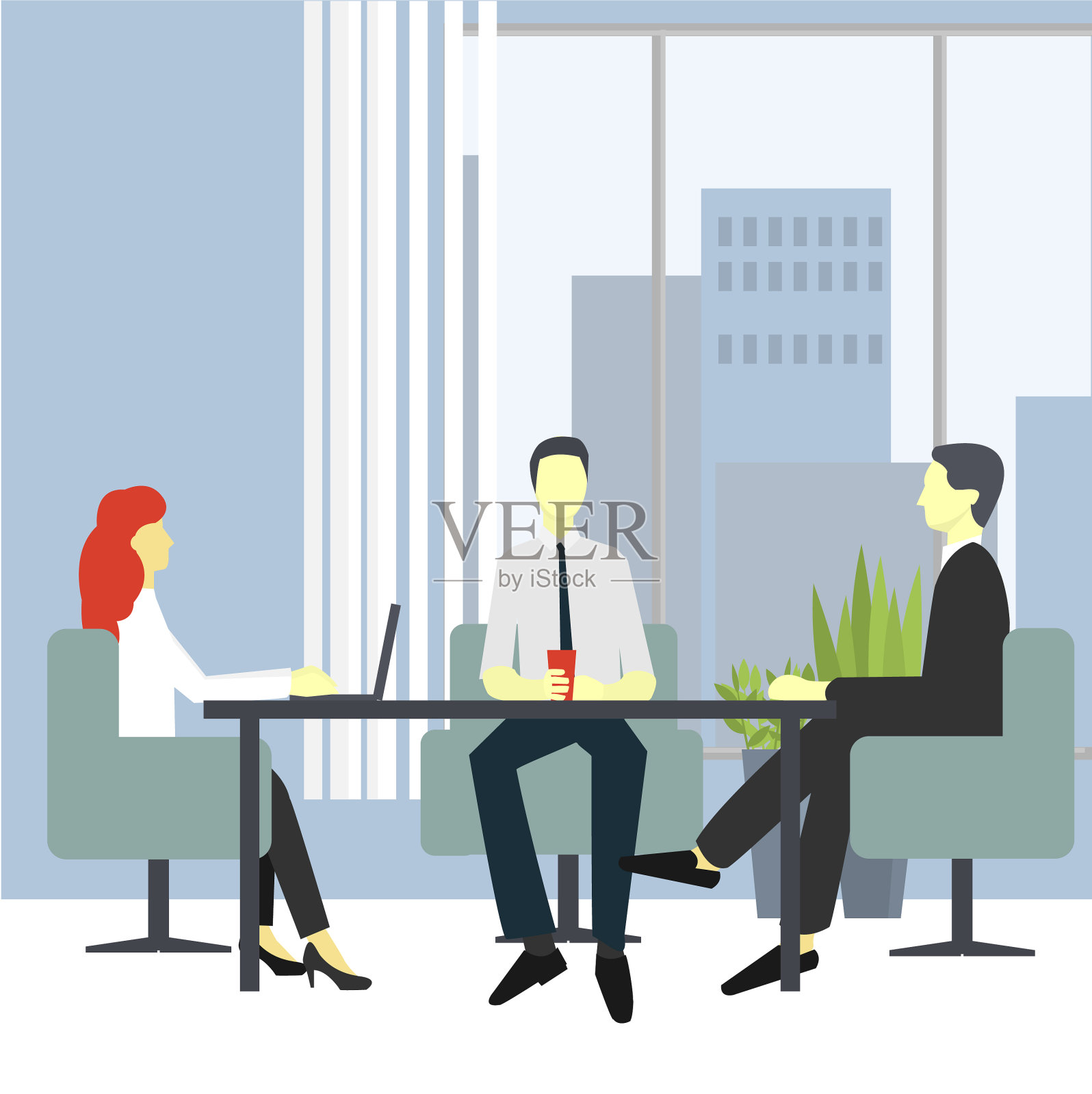 人们坐在椅子上讨论头脑风暴插画图片素材