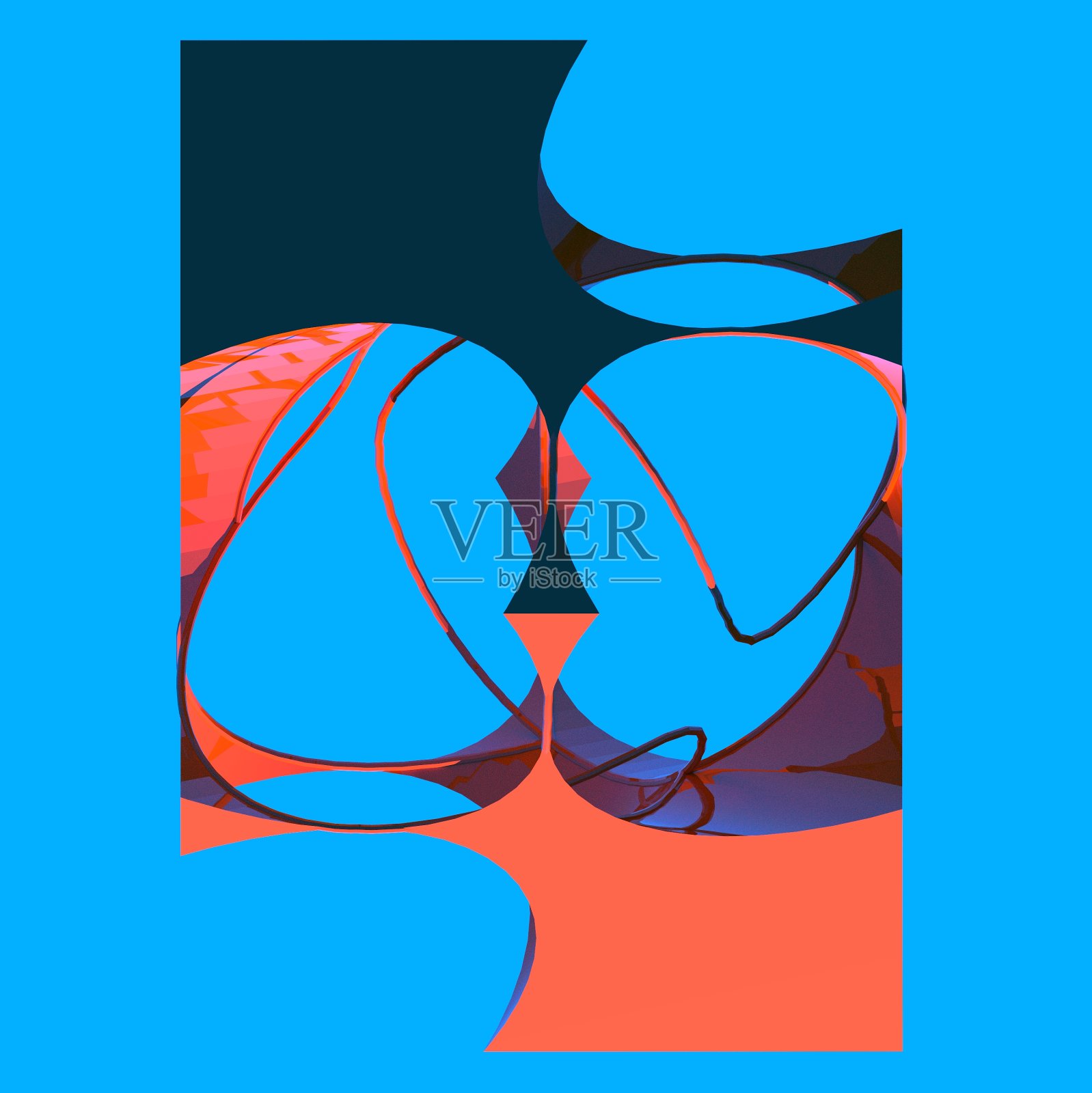 现代抽象雕塑。由弯曲的形状、弯曲的弯管、曲线和直面的抽象组合而成。3 d演示。照片摄影图片