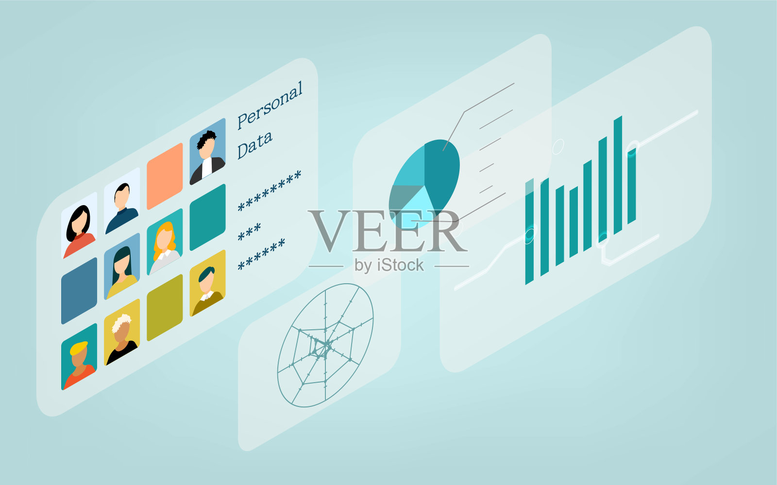 商业形象说明，如等距，企业战略，营销和财务结果插画图片素材