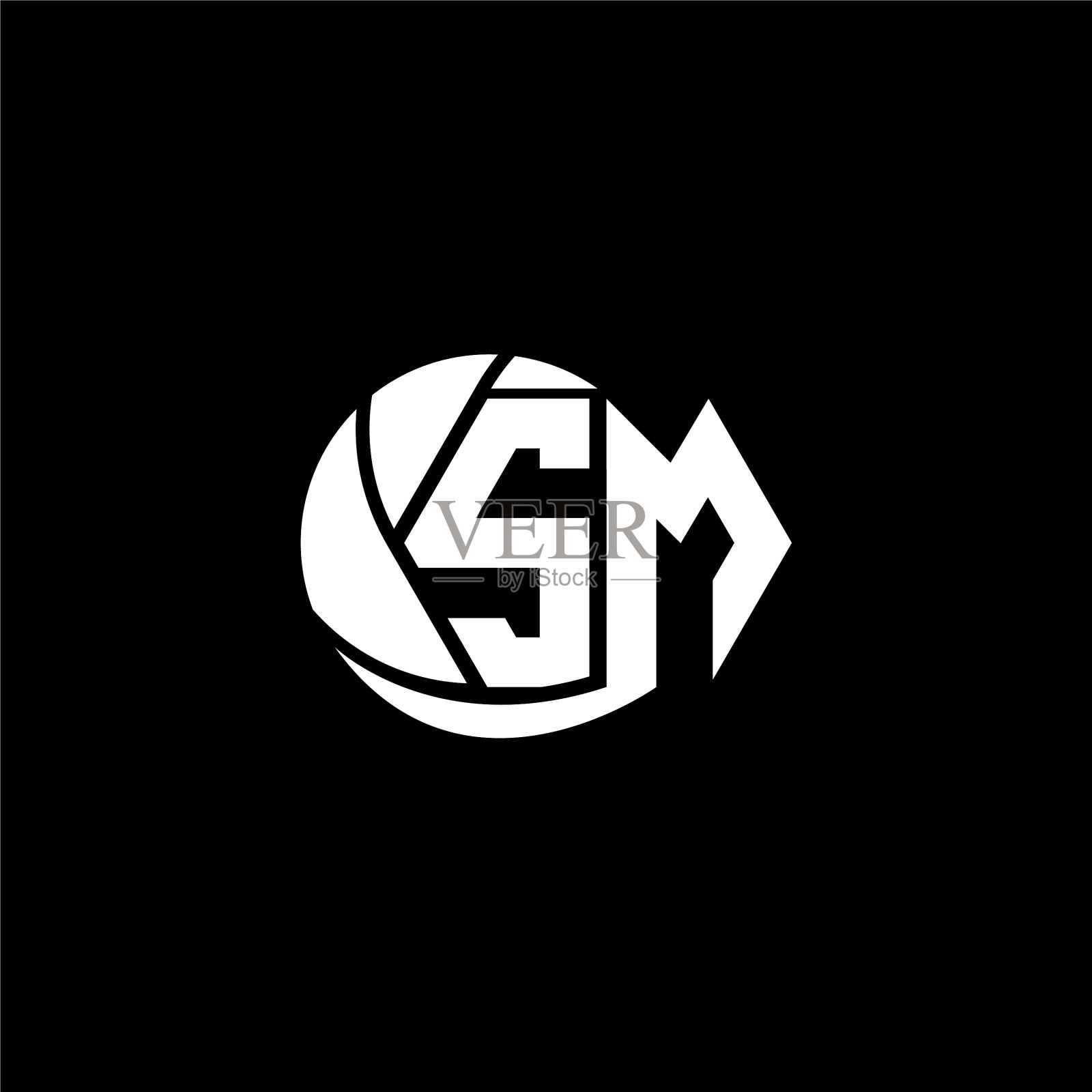 最初的sm标志设计为几何和圆形风格插画图片素材