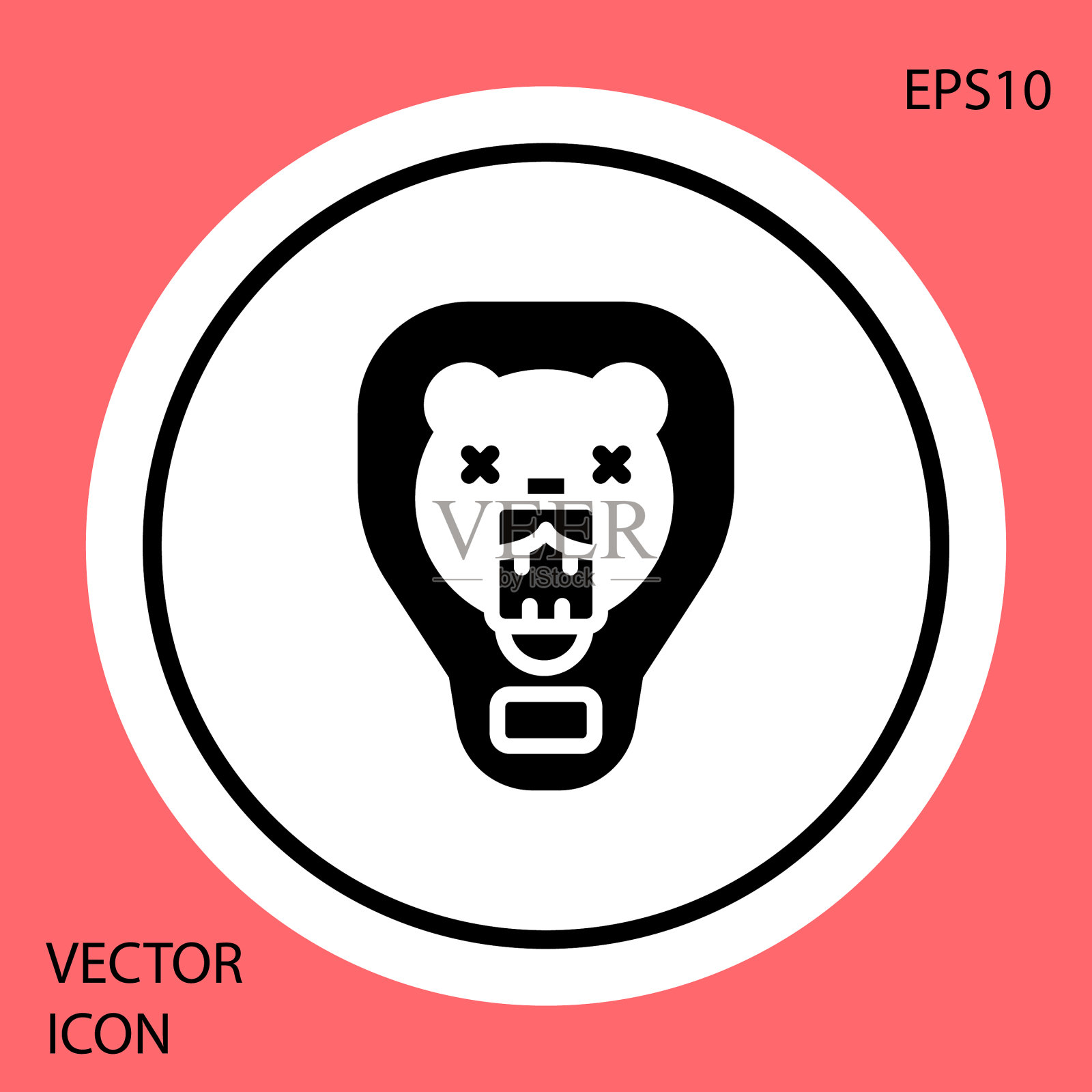 盾牌上的黑熊头像被隔离在红色上图标素材