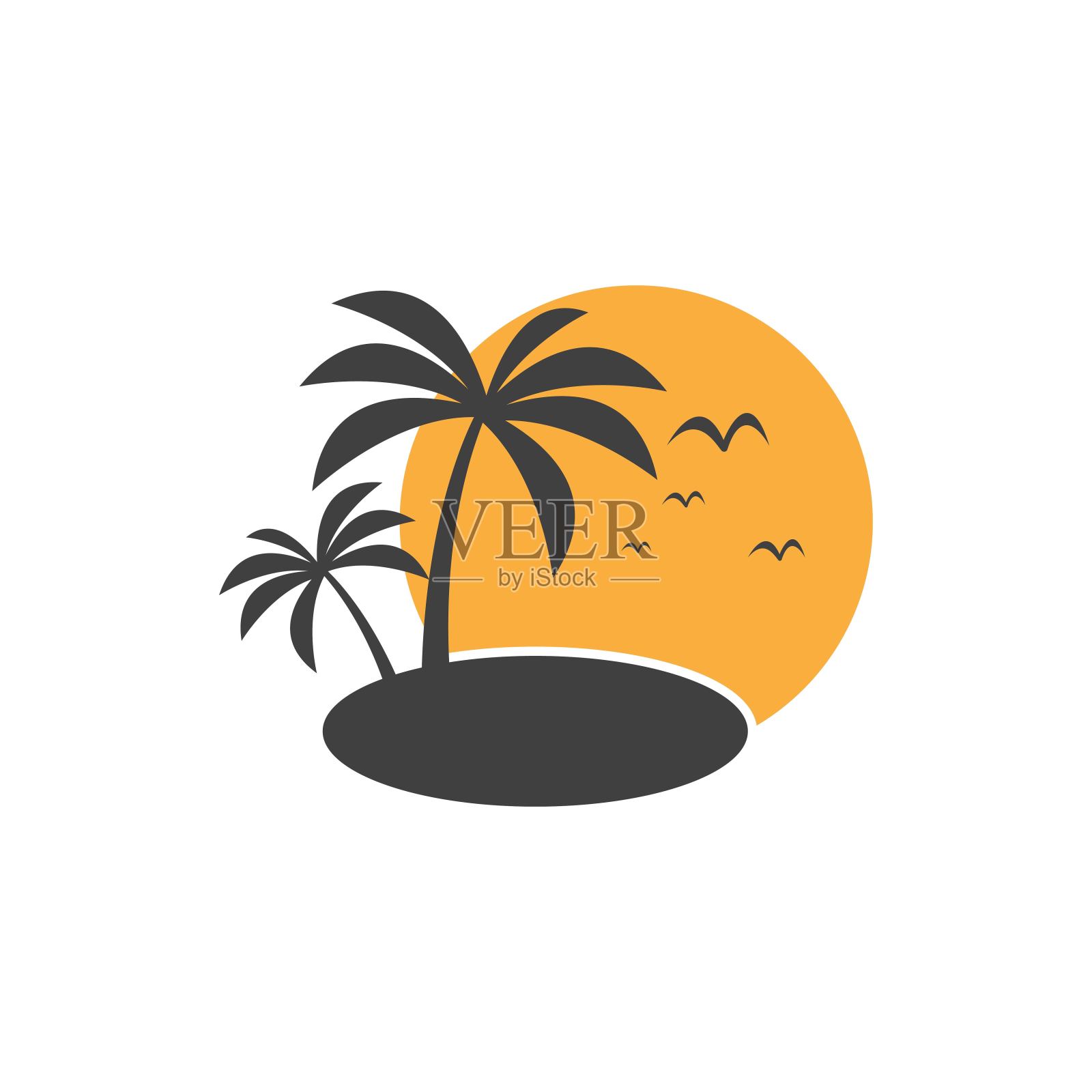 棕榈树的夏天插画图片素材