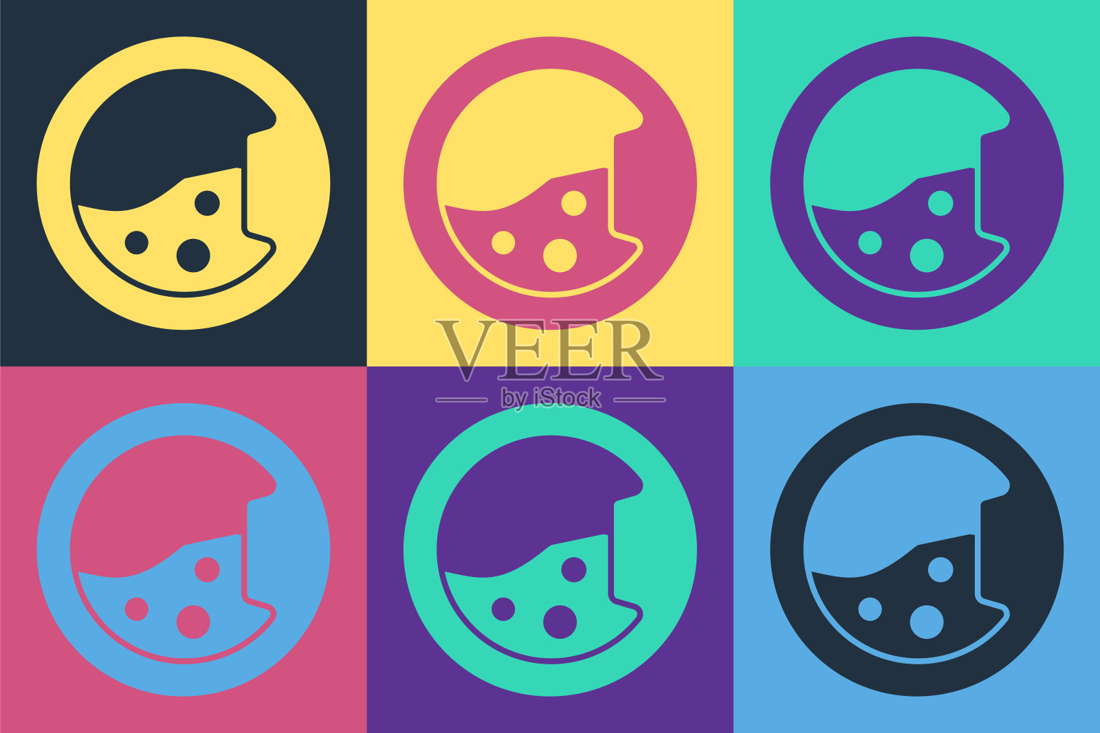 波普艺术洗衣机图标孤立的颜色背景。洗衣机图标。洗衣机-洗衣机。家电的象征。向量图标素材