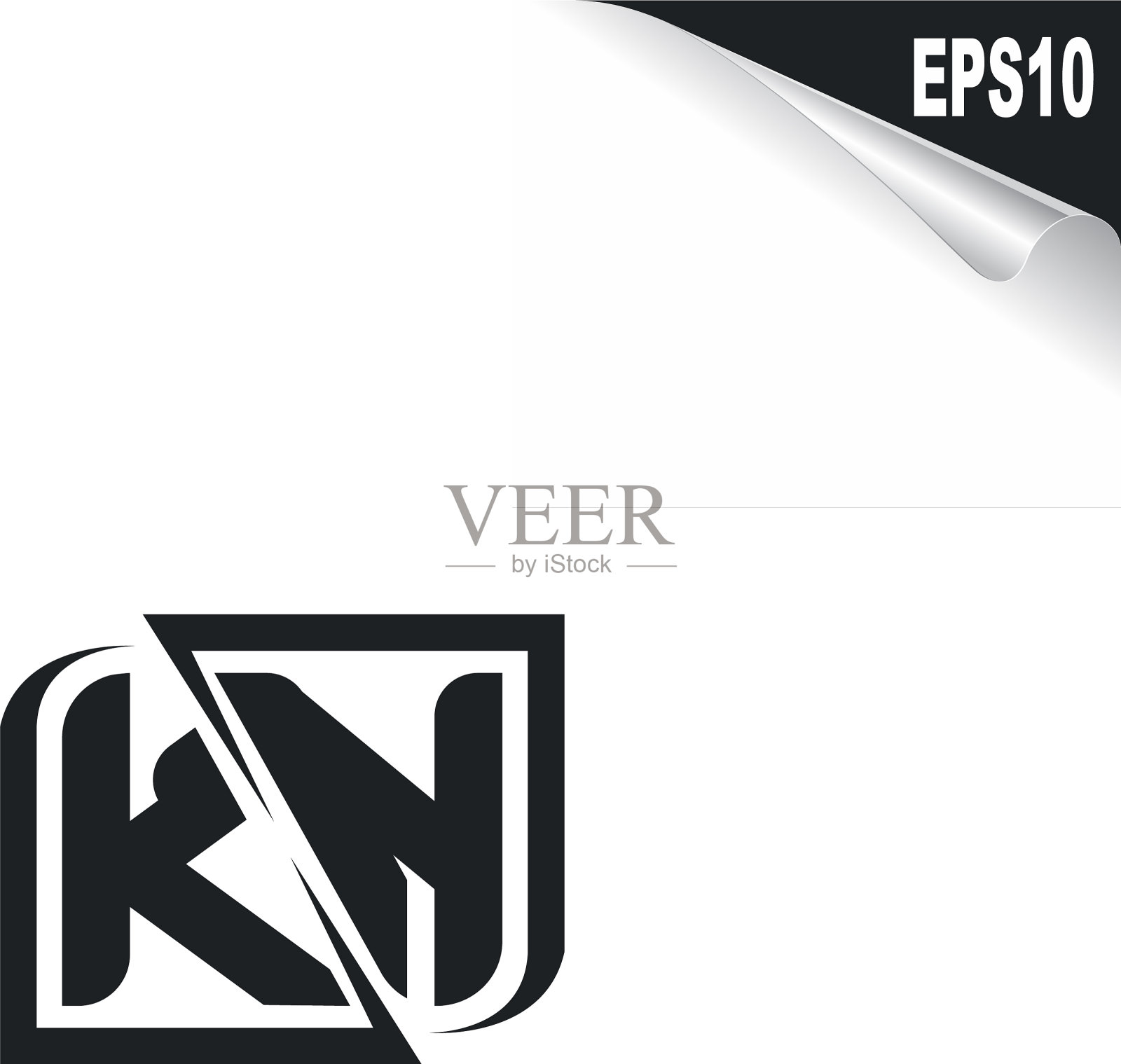 初始kn标志设计与形状风格标志插画图片素材