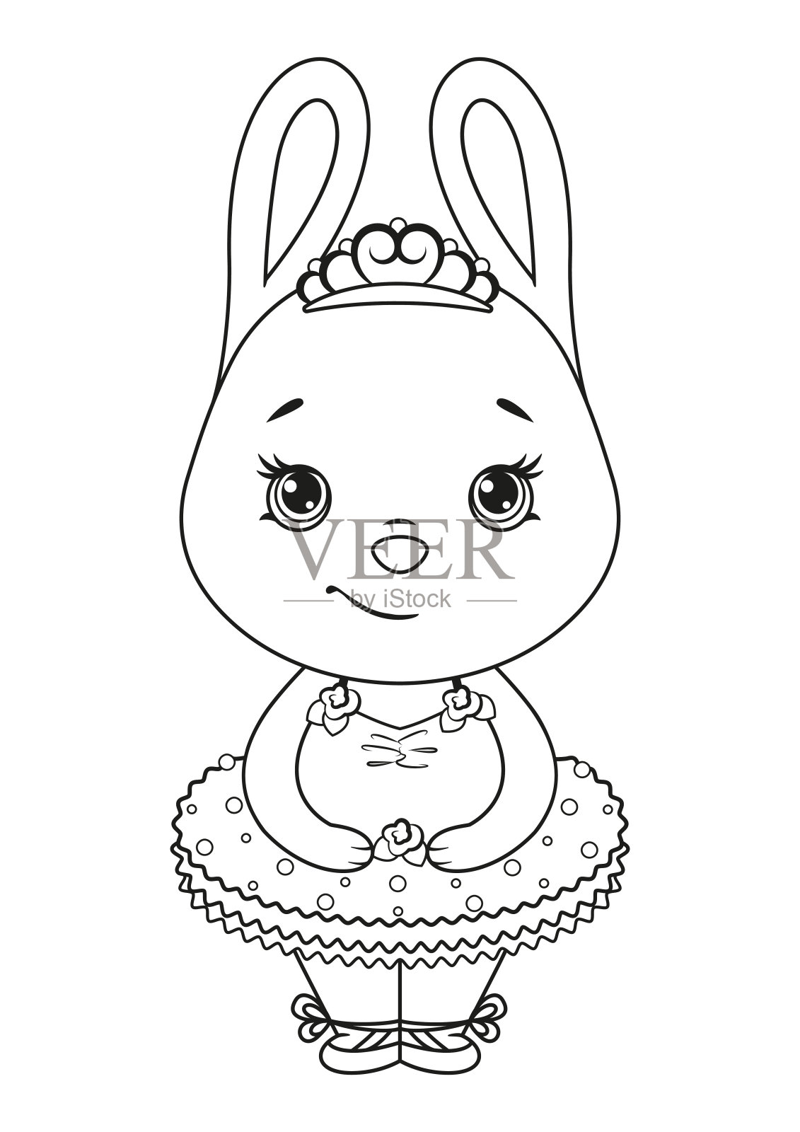 兔子芭蕾舞者填色页插画图片素材