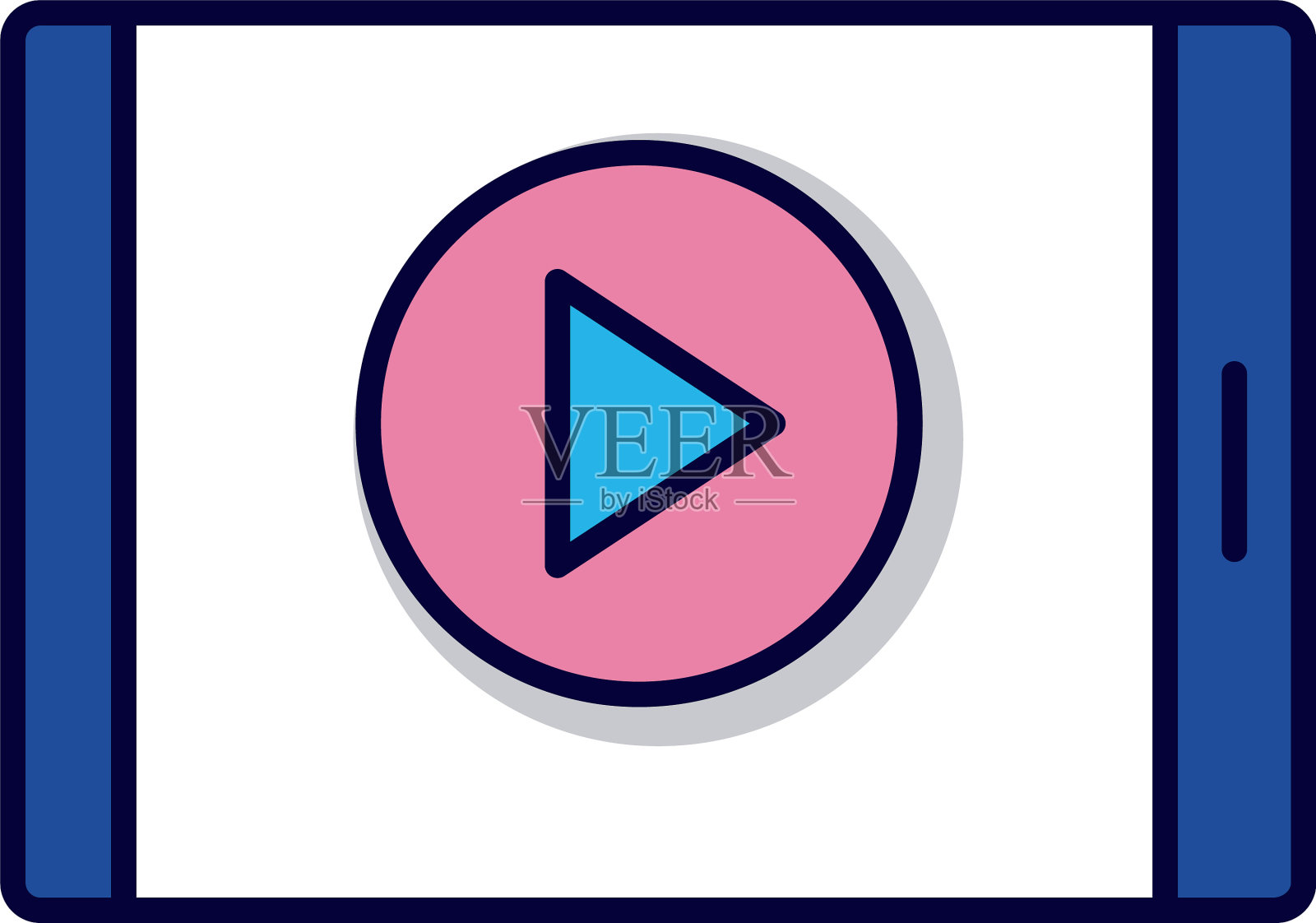 智能手机与播放按钮在线教育图标素材