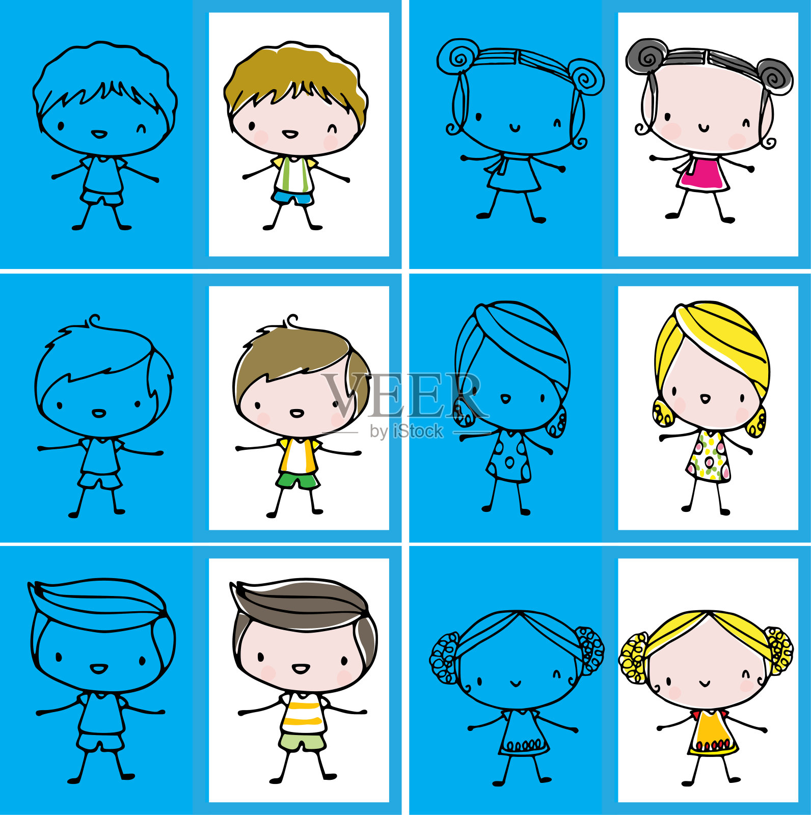 矢量卡通儿童套装设计元素图片