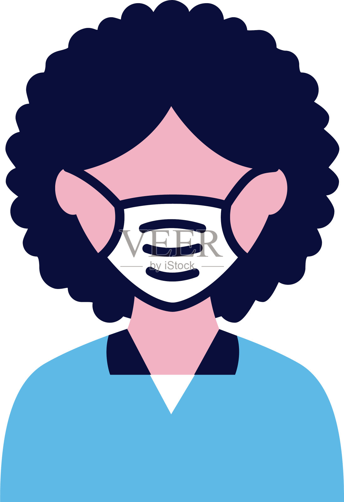 女性戴着医用口罩平式图标设计元素图片