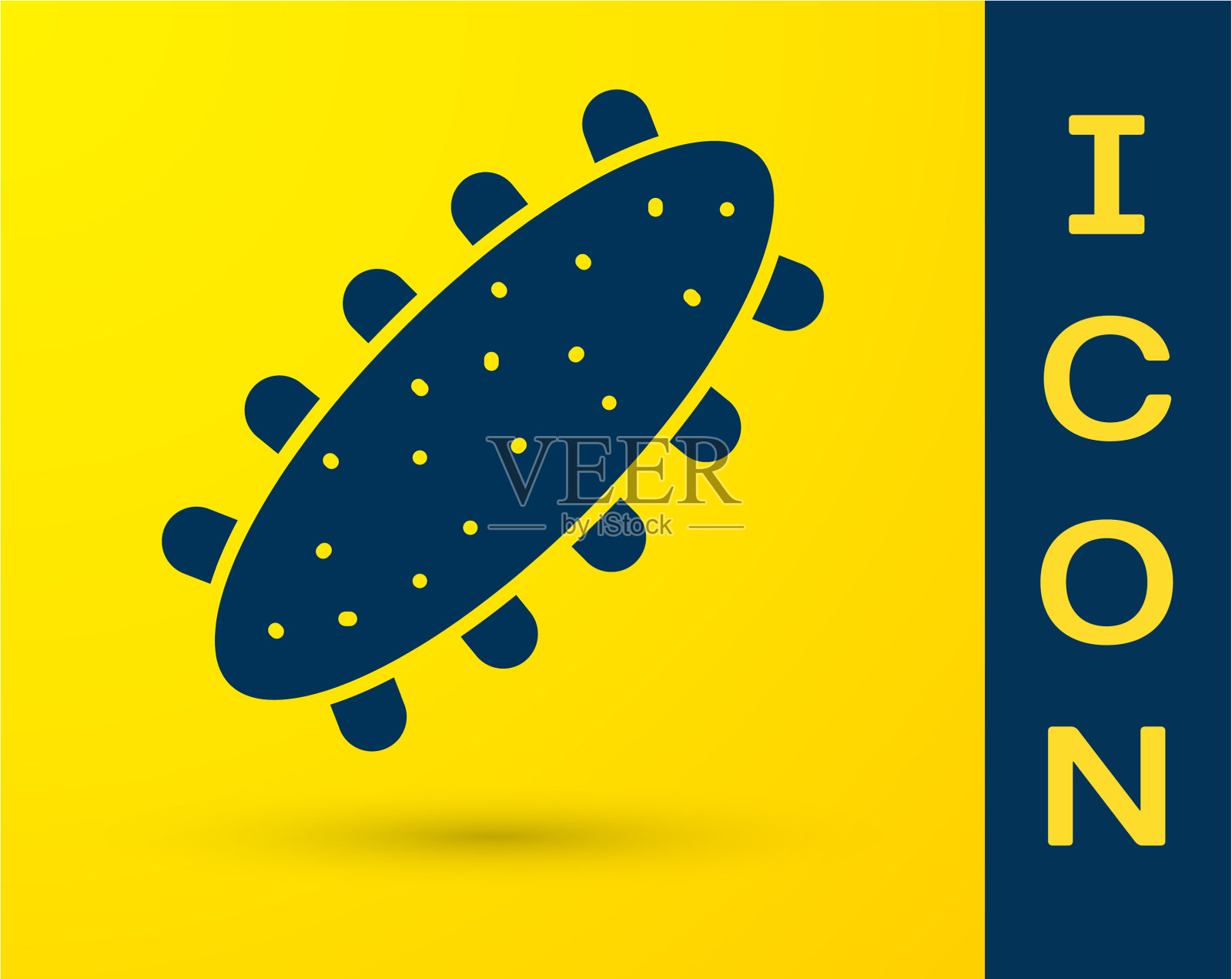 蓝色海参的图标孤立在黄色上插画图片素材