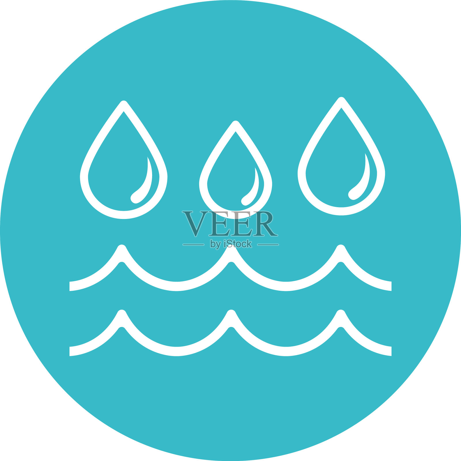 水珠流动自然液体蓝色块状风格图标素材