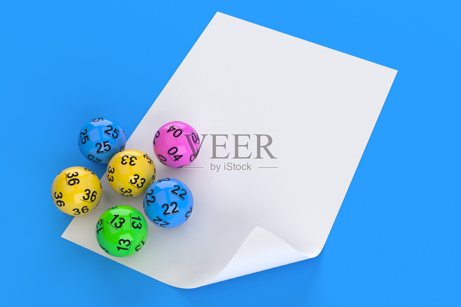 乐透球与空白纸照片摄影图片