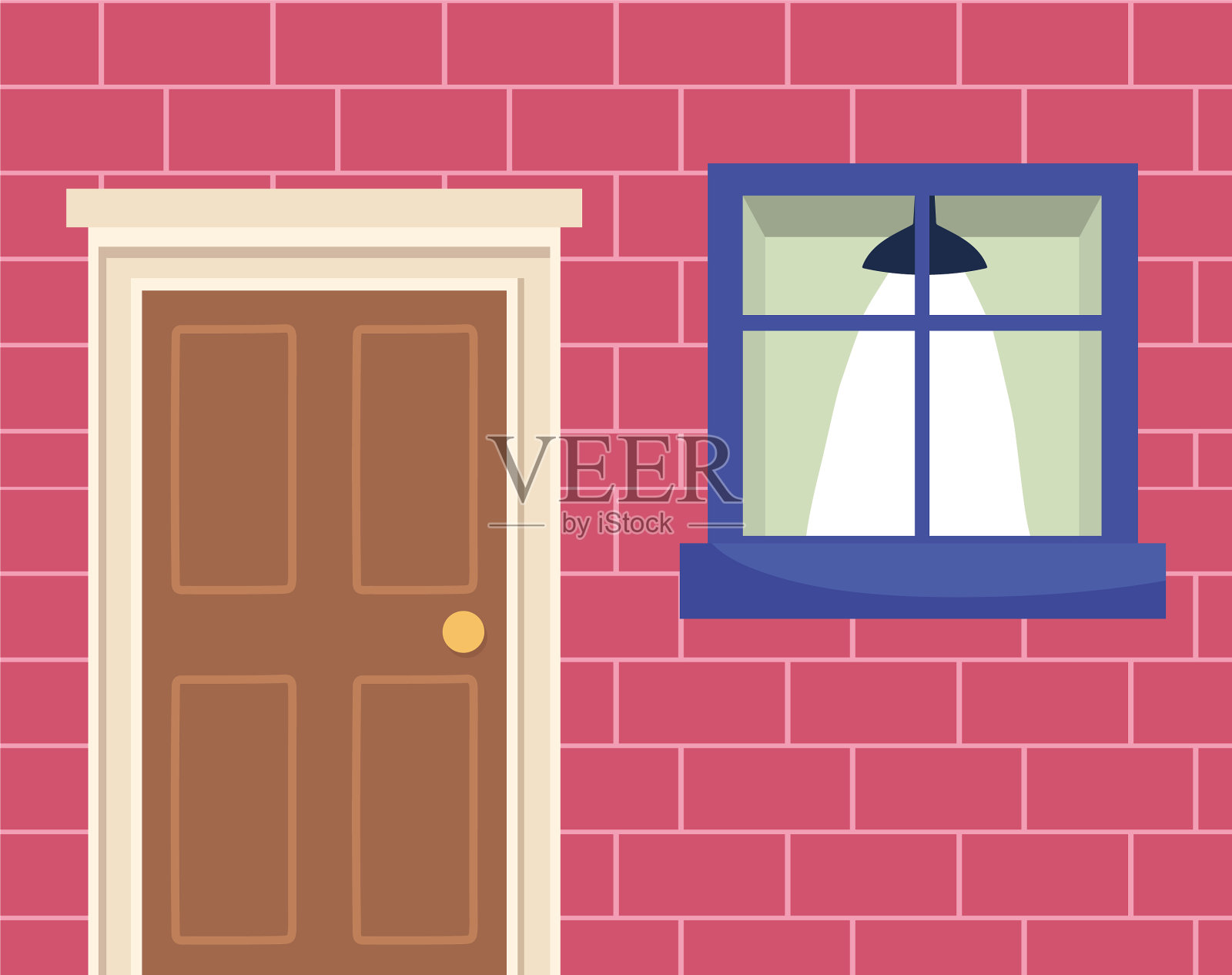 门面家门窗灯灯灯孤立的图标插画图片素材