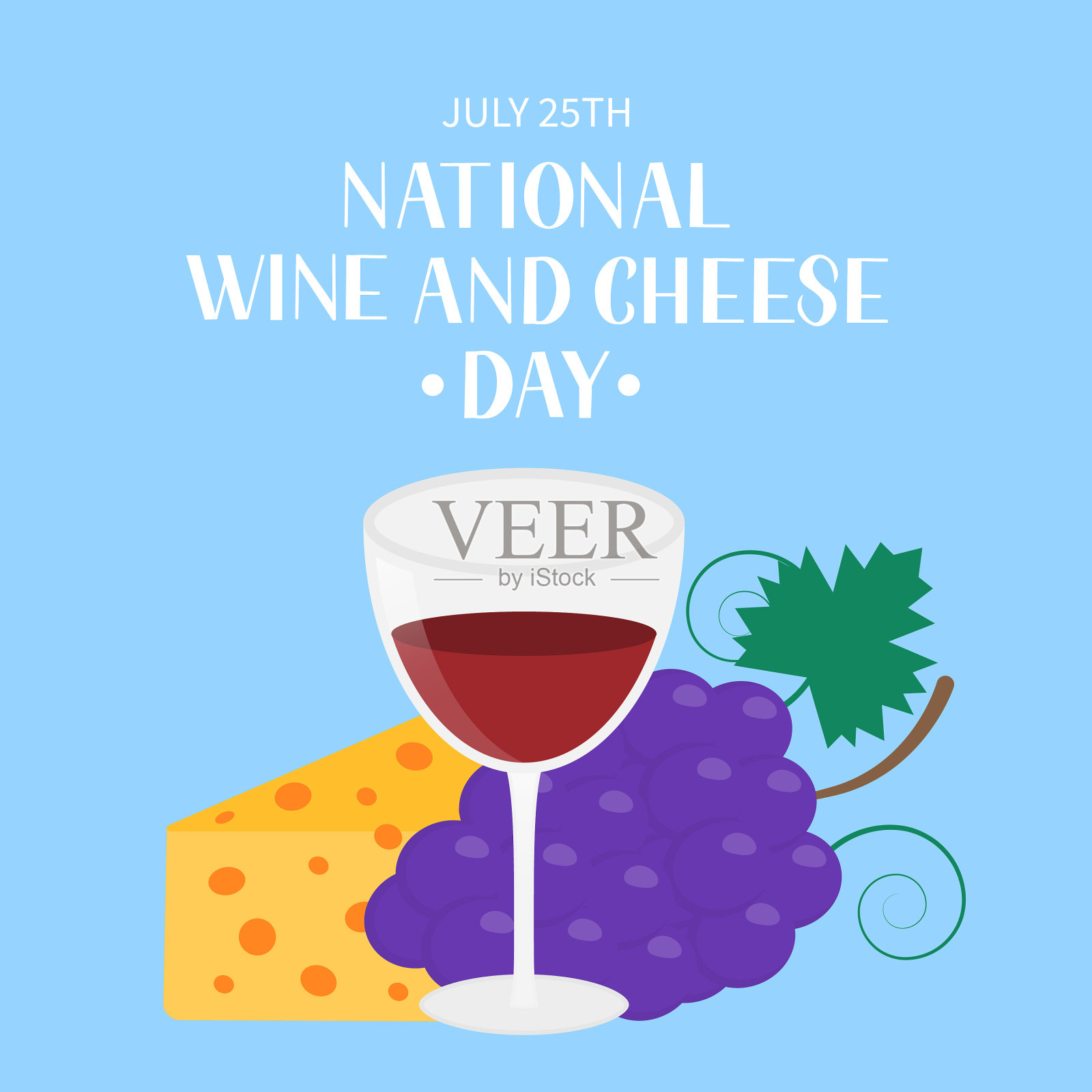 国家葡萄酒和奶酪日印刷海报插画图片素材