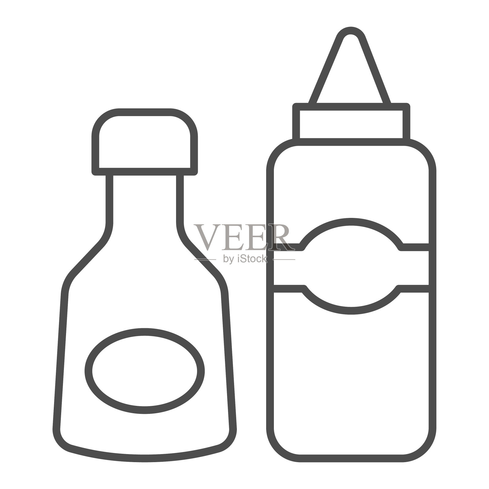 酱汁和芥末细线图标野餐的概念插画图片素材