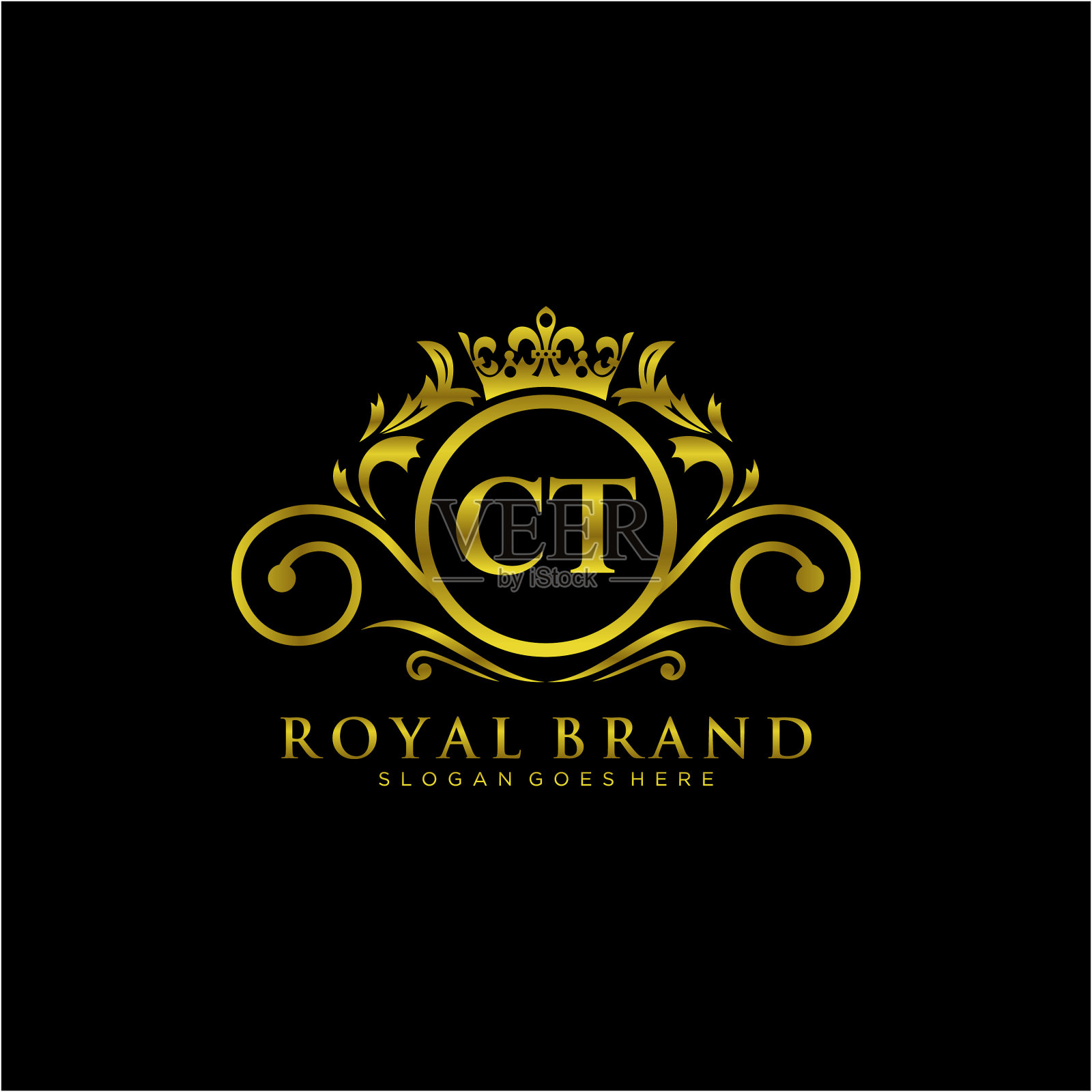 Ct信初始豪华品牌标志模板插画图片素材