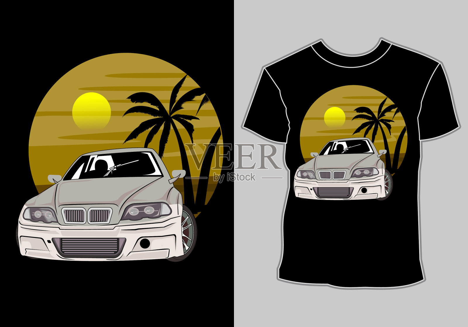 夏季t恤设计现代跑车插画图片素材