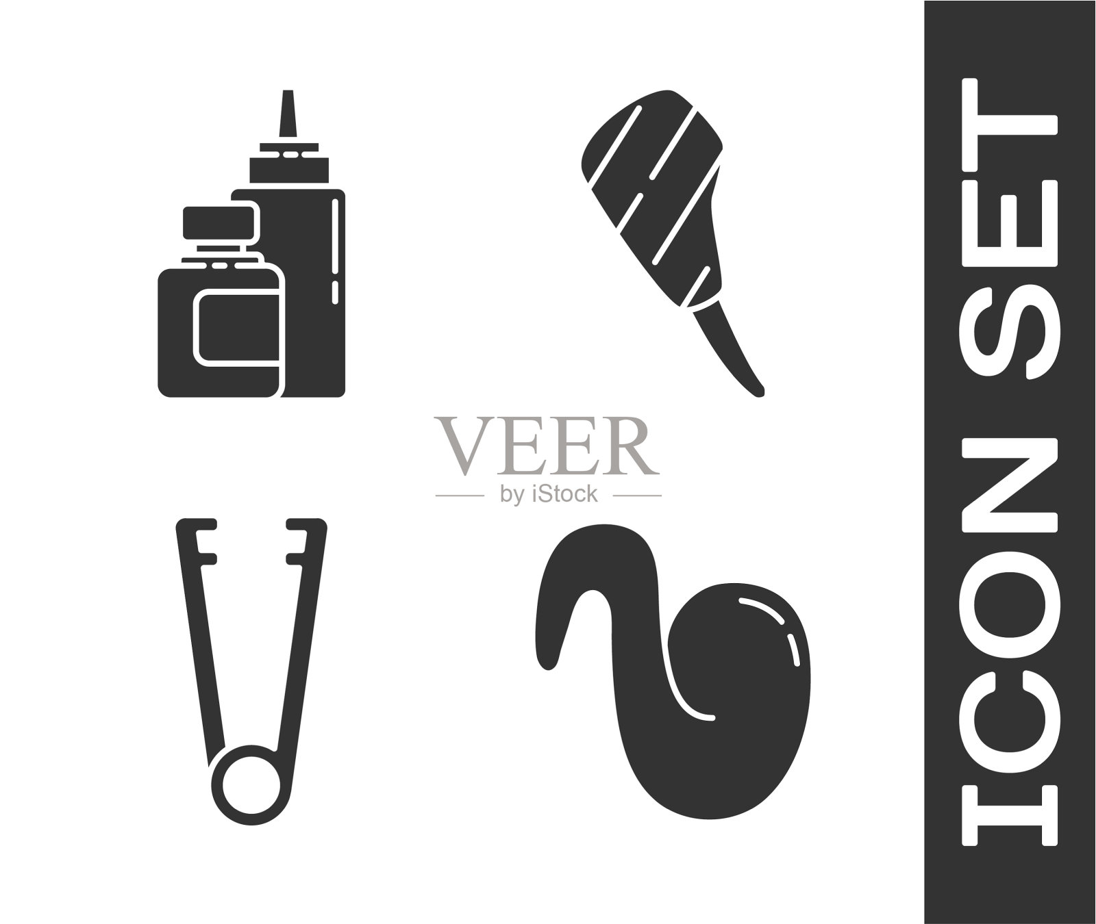 套炸鸡翅酱瓶肉夹图标素材