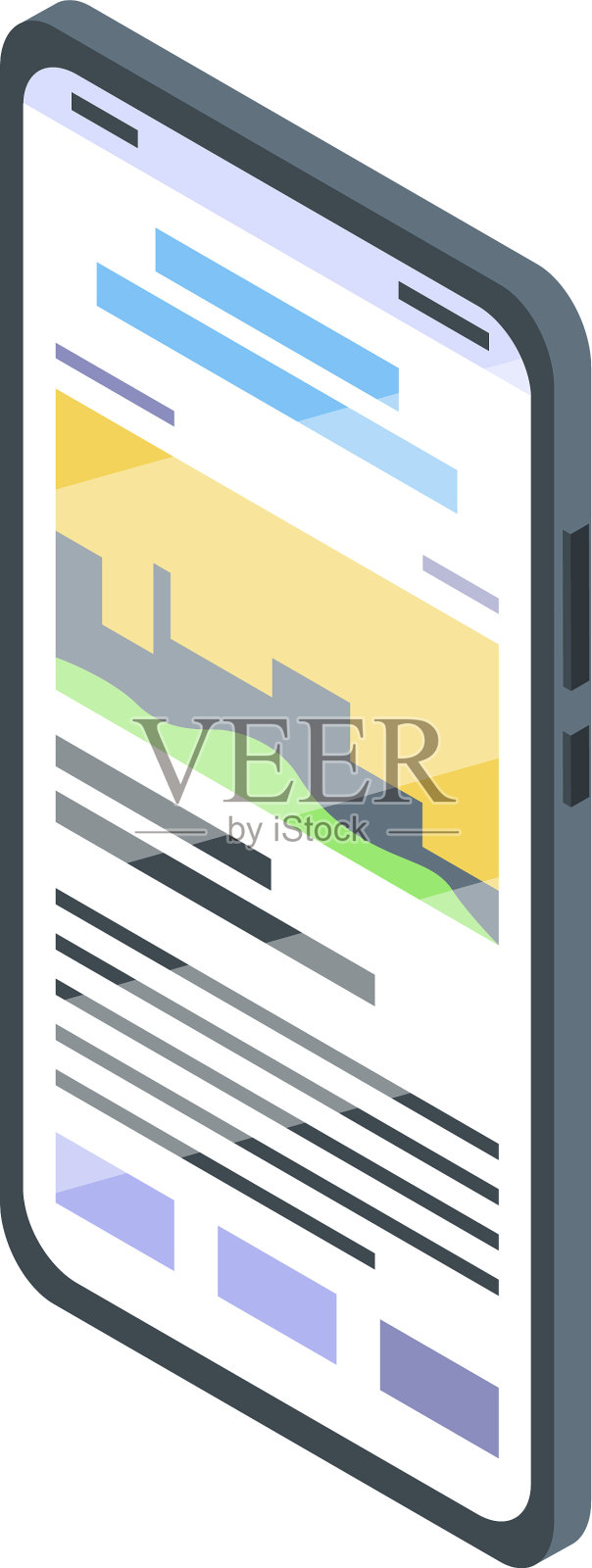 记者智能手机图标等距风格插画图片素材