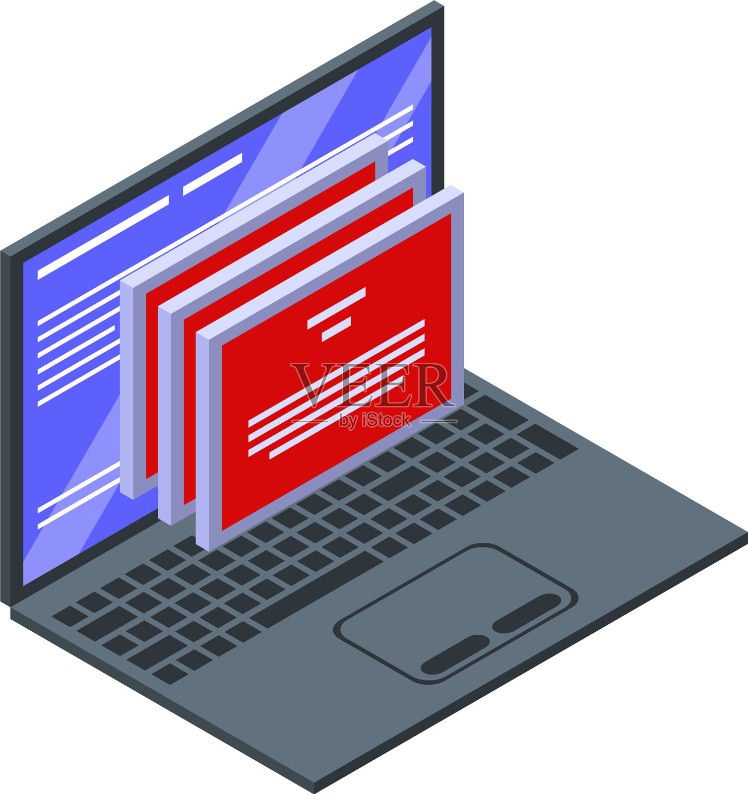 欺诈笔记本电脑图标等距风格插画图片素材