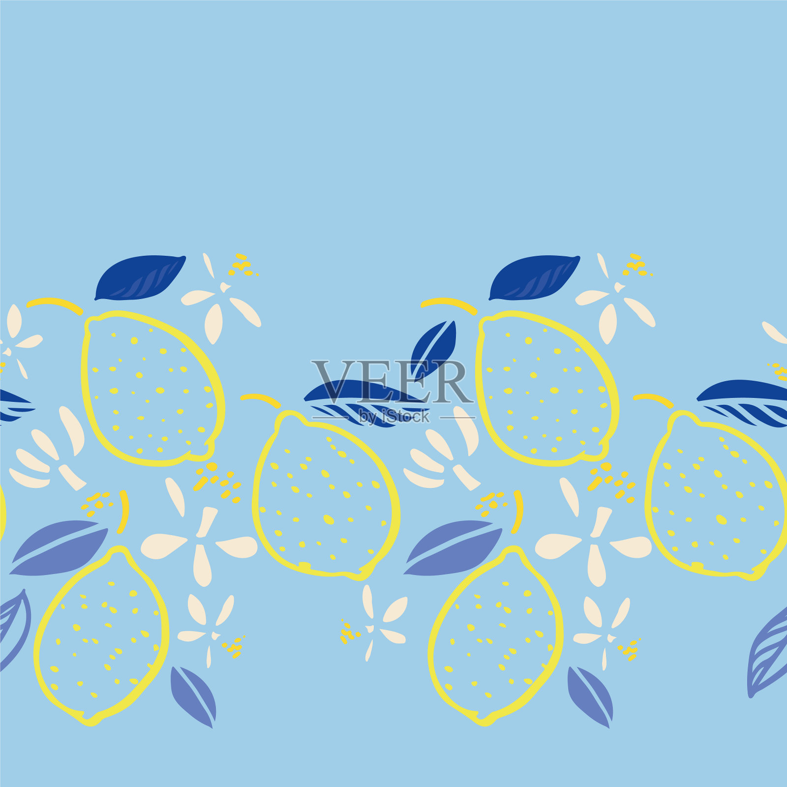 现代地中海热带夏季柠檬插画图片素材