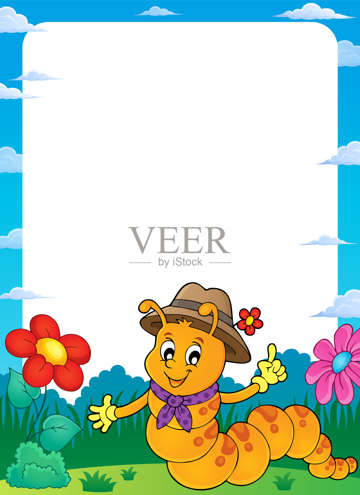 快乐毛毛虫主题框架1插画图片素材