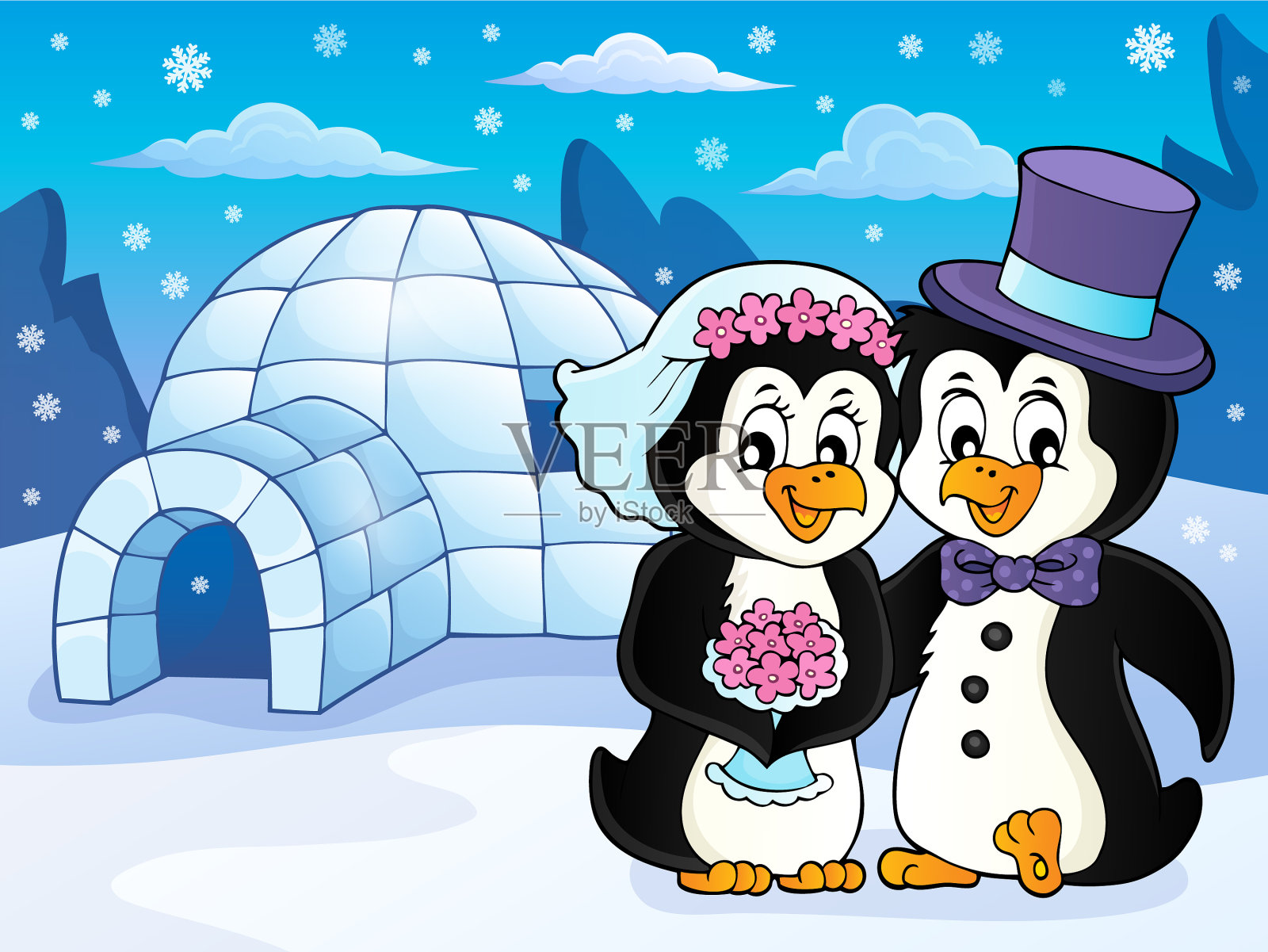 企鹅婚礼主题图片2插画图片素材