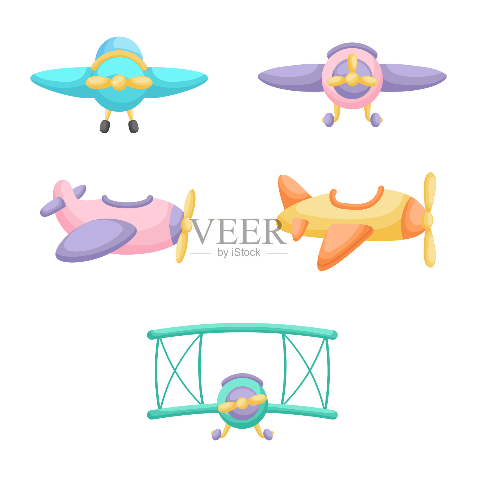 收集可爱的卡通宝宝飞机隔离插画图片素材