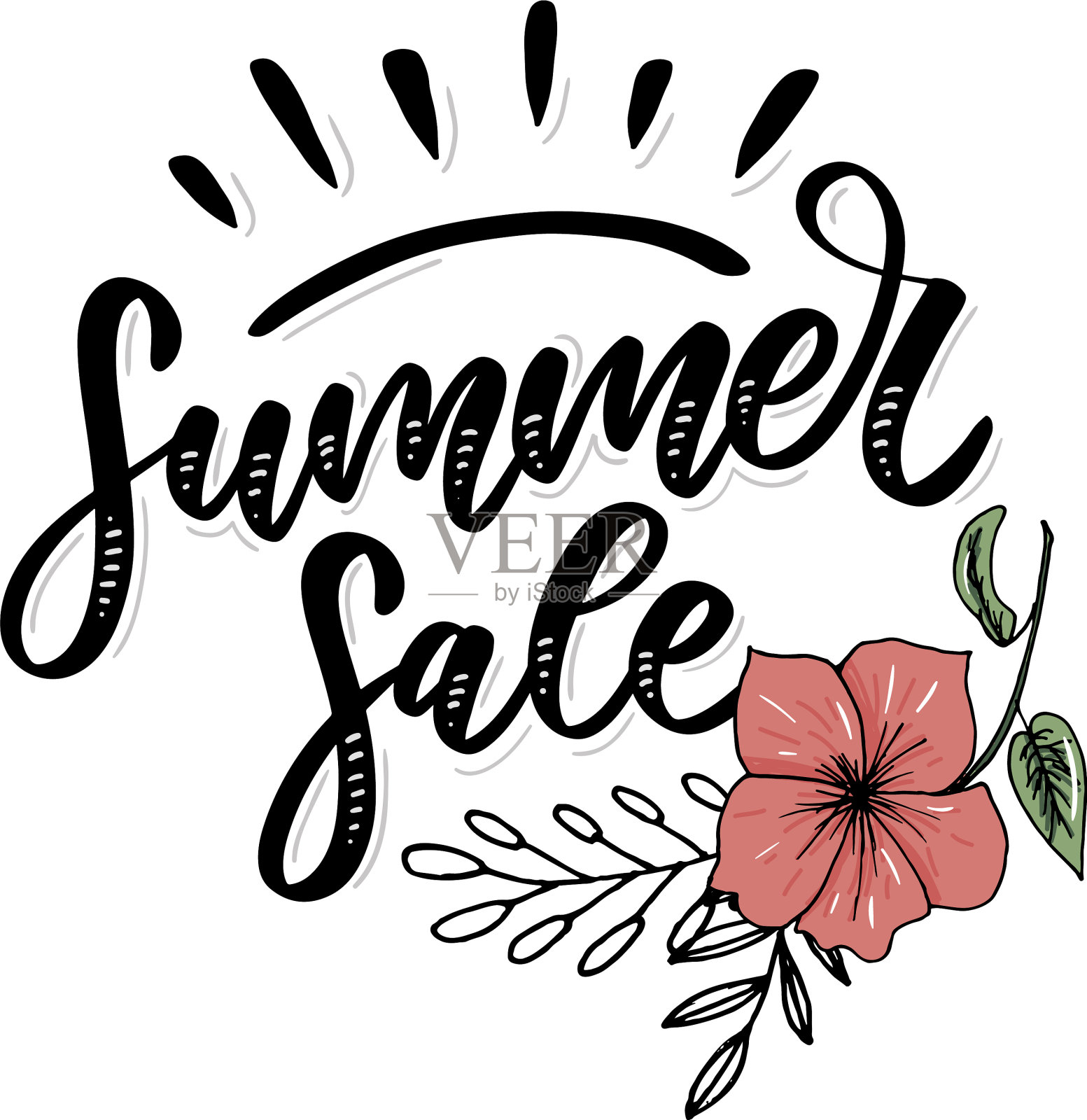 字夏天的销售信做花和设计元素图片