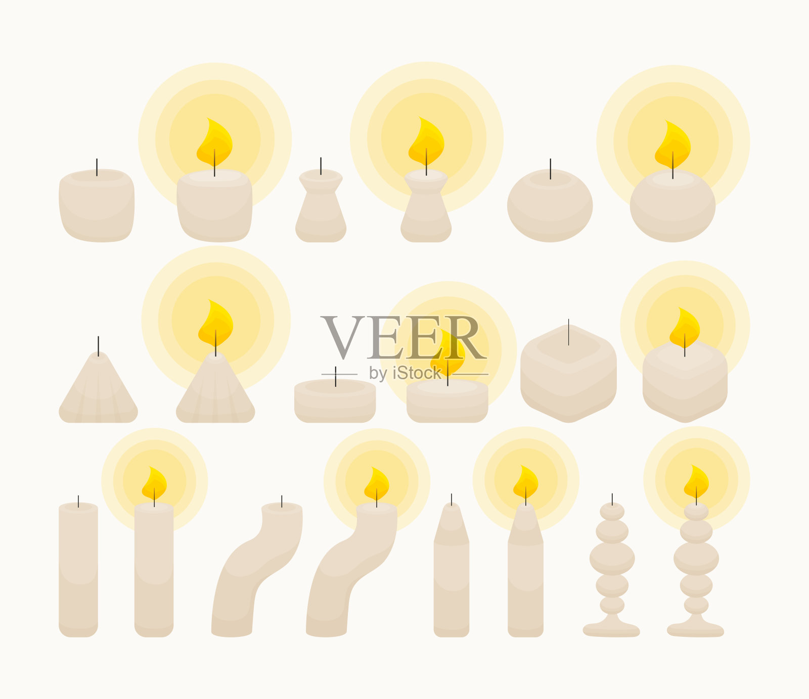 一组孤立的蜡烛。插画图片素材