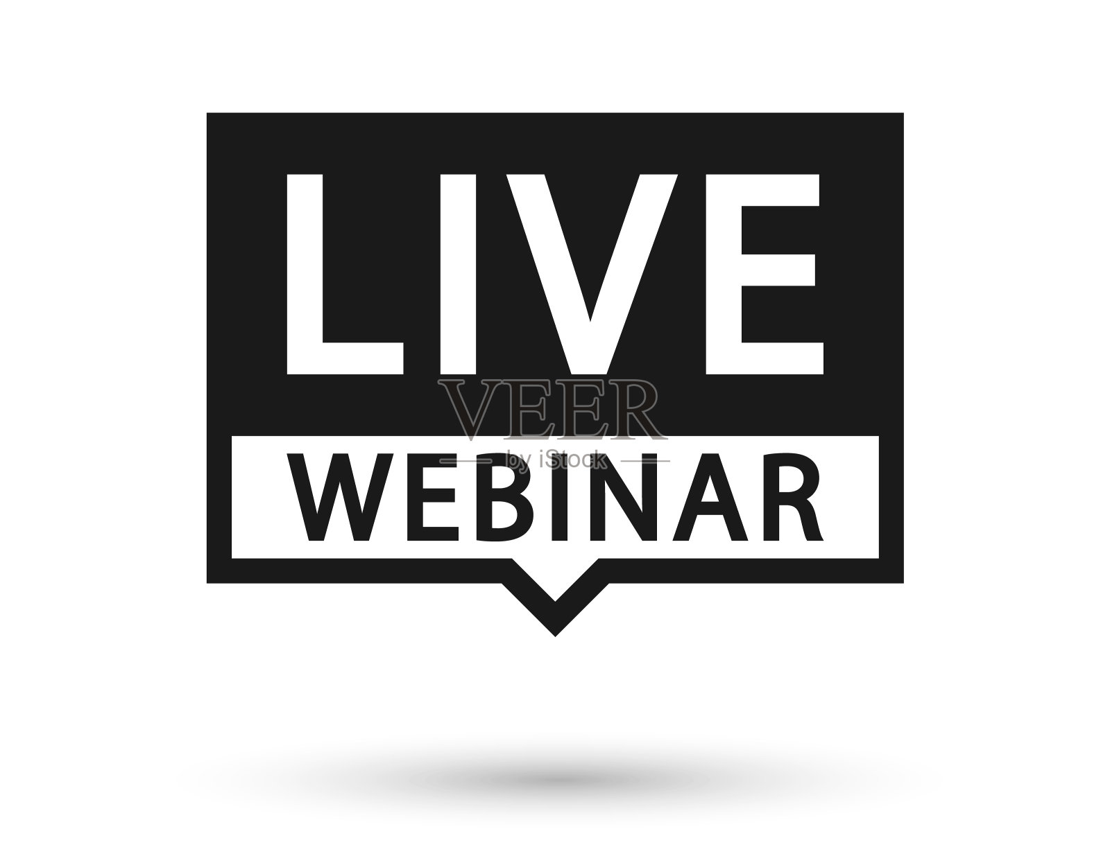 现场网络研讨会，按钮，图标，标志，标签。现场网络研讨会图标在白色背景上的平坦风格。矢量图插画图片素材